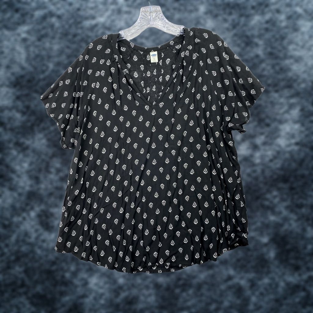Old Navy Old Navy Floral Peasant Blouse Top Womens XL Black V-Neck Rayon Boho Shirt Size XL / US 12-14 / IT 48-50 - 1 Thumbnail