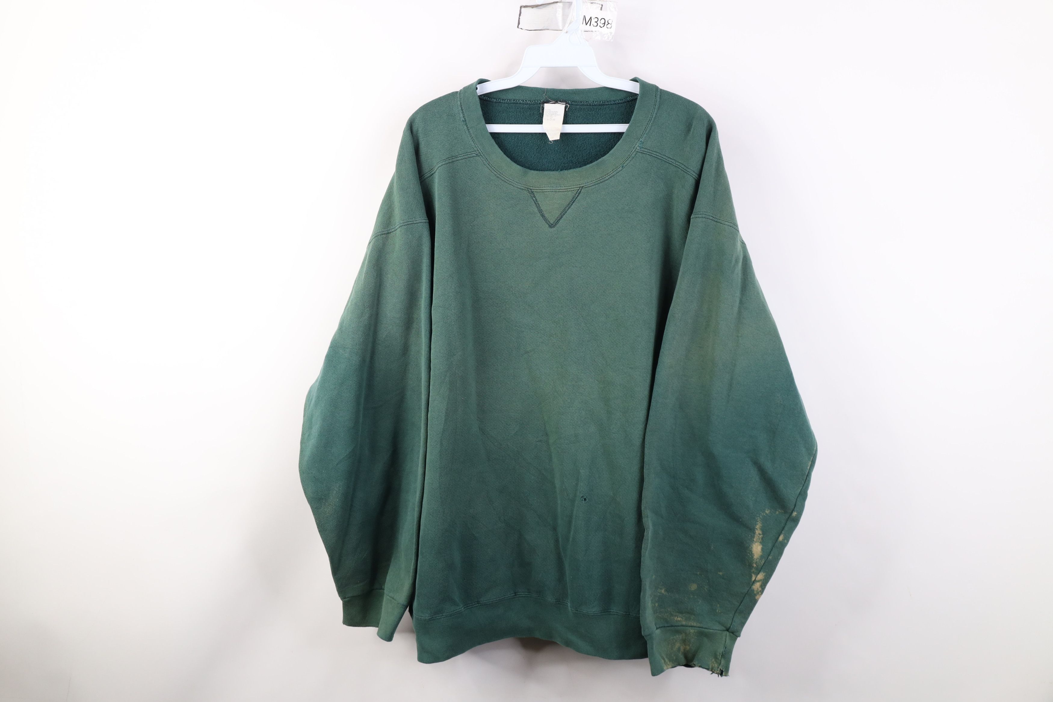Vintage Vintage 90s Streetwear Sun Faded Crewneck Sweatshirt Green Size US XL / EU 56 / 4 - 1 Thumbnail