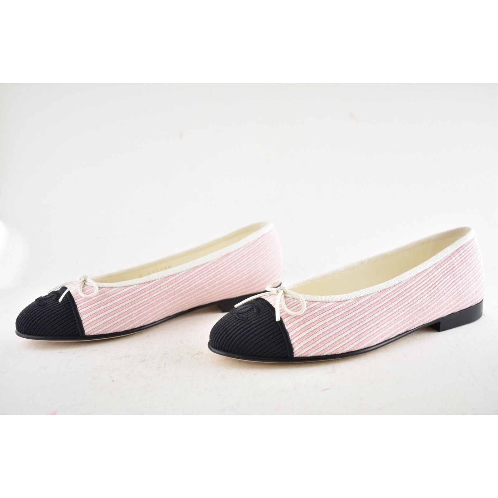 Chanel Chanel 24S Pink White Black Pinstripe Stripe CC Logo Ballet Size US 7 / IT 37 - 15 Thumbnail