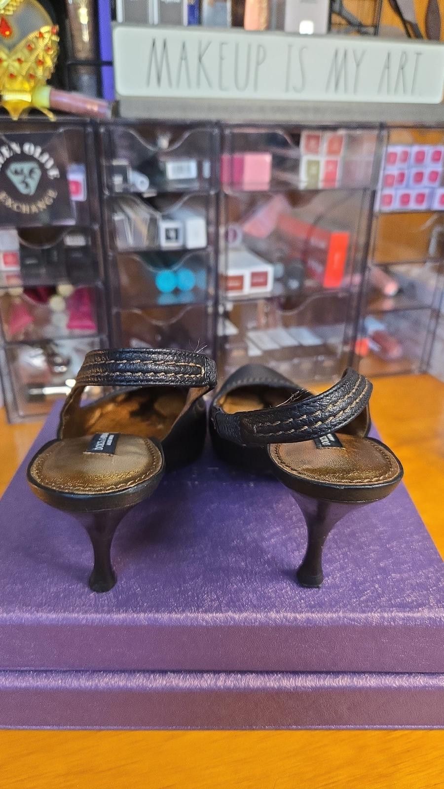 Dolce & Gabbana ✨ Dolce & Gabbana Black Leather Slingback Heels – Size 35.5 Size US 4.5 / IT 34.5 - 6 Thumbnail