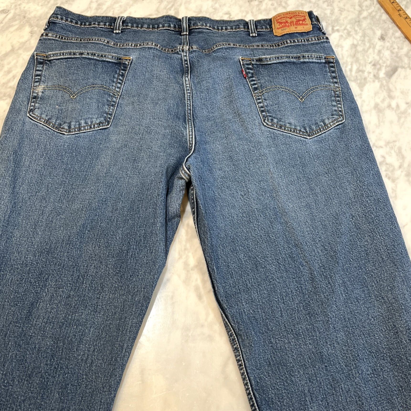 Levi's Levis 550 Relaxed Fit Jeans Mens 46x29 (44x28) Work Denim Construction Blue Size US 30 / EU 46 - 6 Thumbnail