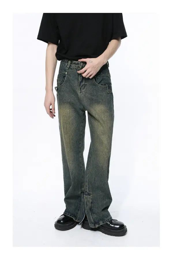 Japanese Brand Sawako x Rena Blue Washed Distressed Zipper Jeans Size US 33 - 2 Thumbnail