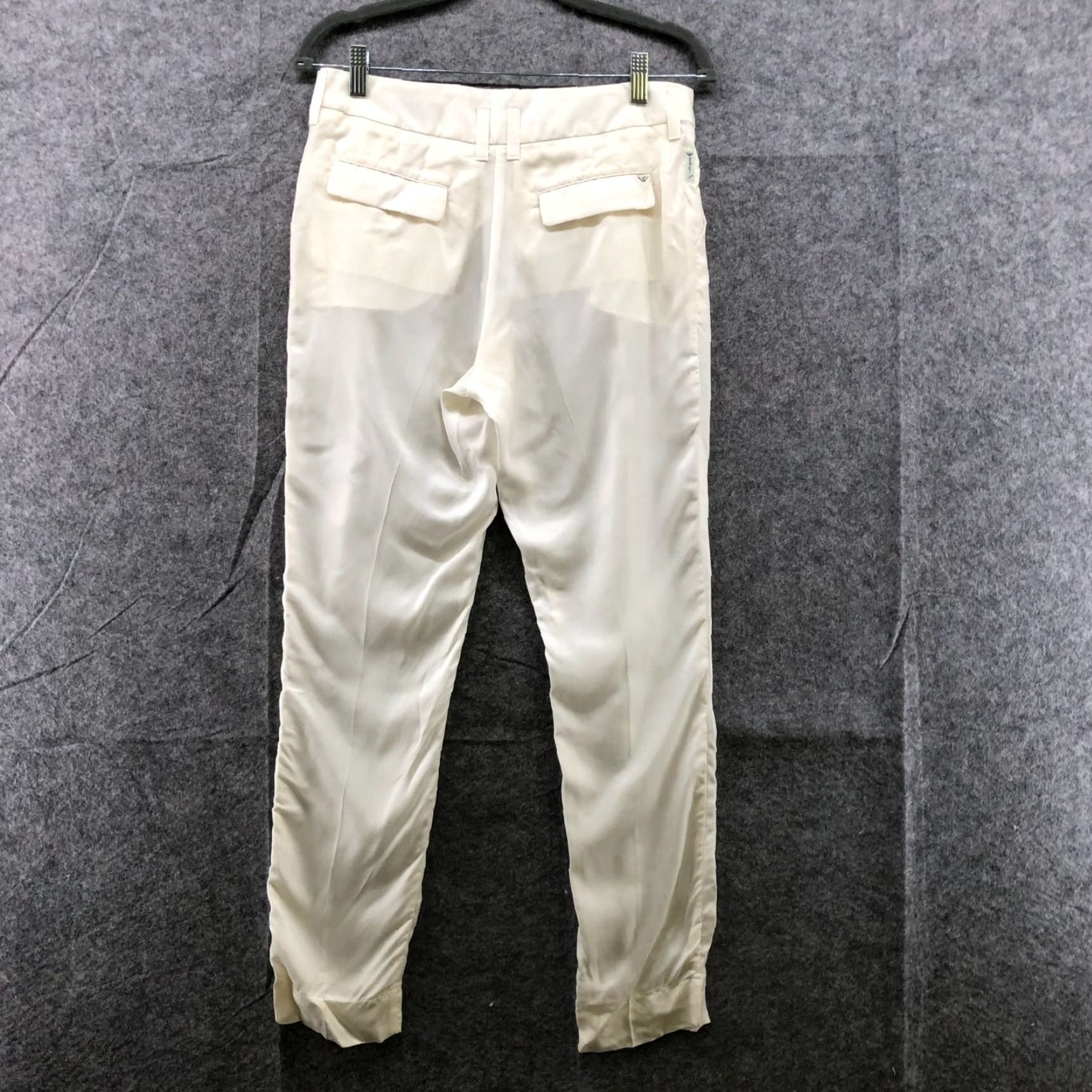 Vintage VINTAGE Armani Satin Dress Pants Womens 27 Ivory Business Formal Tapered Leg Mid Rise Size 27" / US 4 / IT 40 - 2 Thumbnail