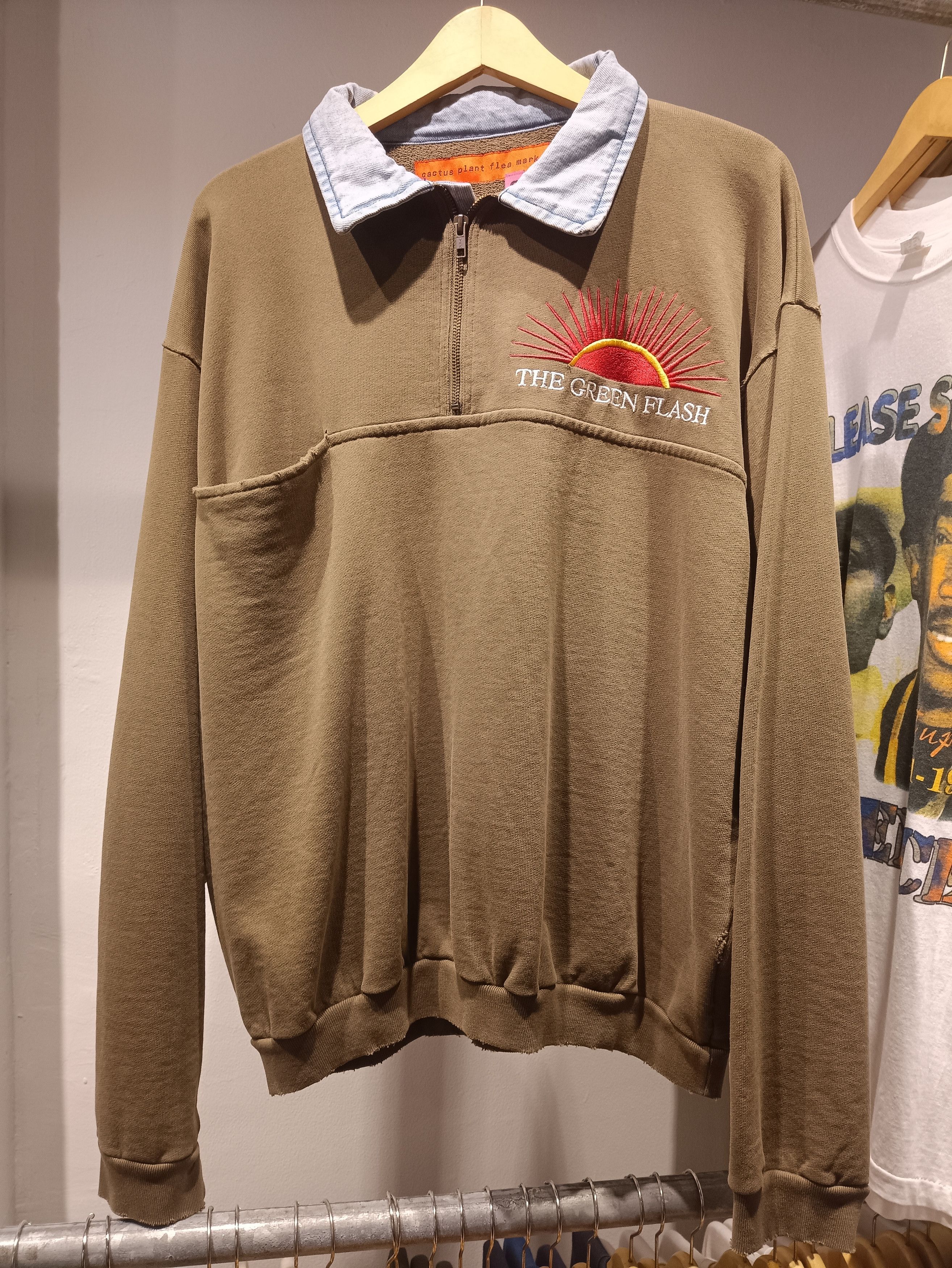 Cactus Plant Flea Market CPFM Green Flash Denim Half Zip Fleece