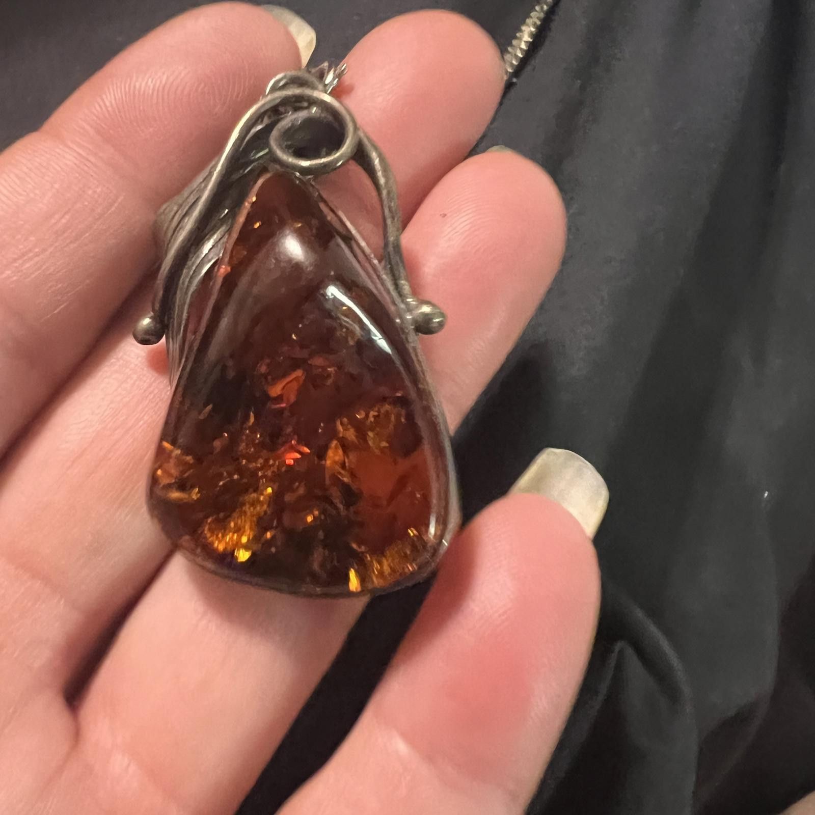 Unknown London Amber Pendant Necklace with Silver Chain Size ONE SIZE - 3 Thumbnail