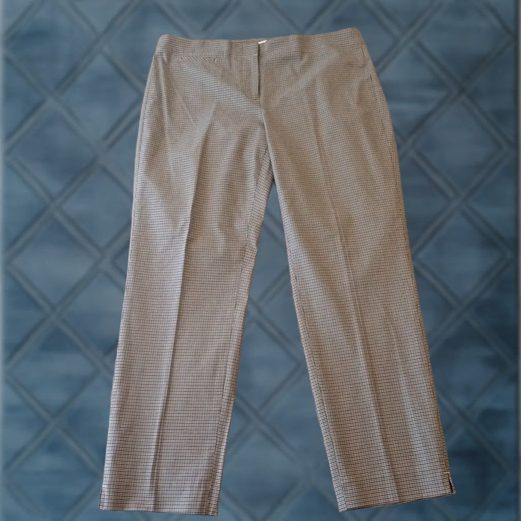 J. Jill J.Jill Pants Womens Size 12 Blue Black Plaid 35x28 Mid Rise Cotton Blend Straight Ankle Mens? Size 34" / US 12 / IT 48 - 1 Thumbnail