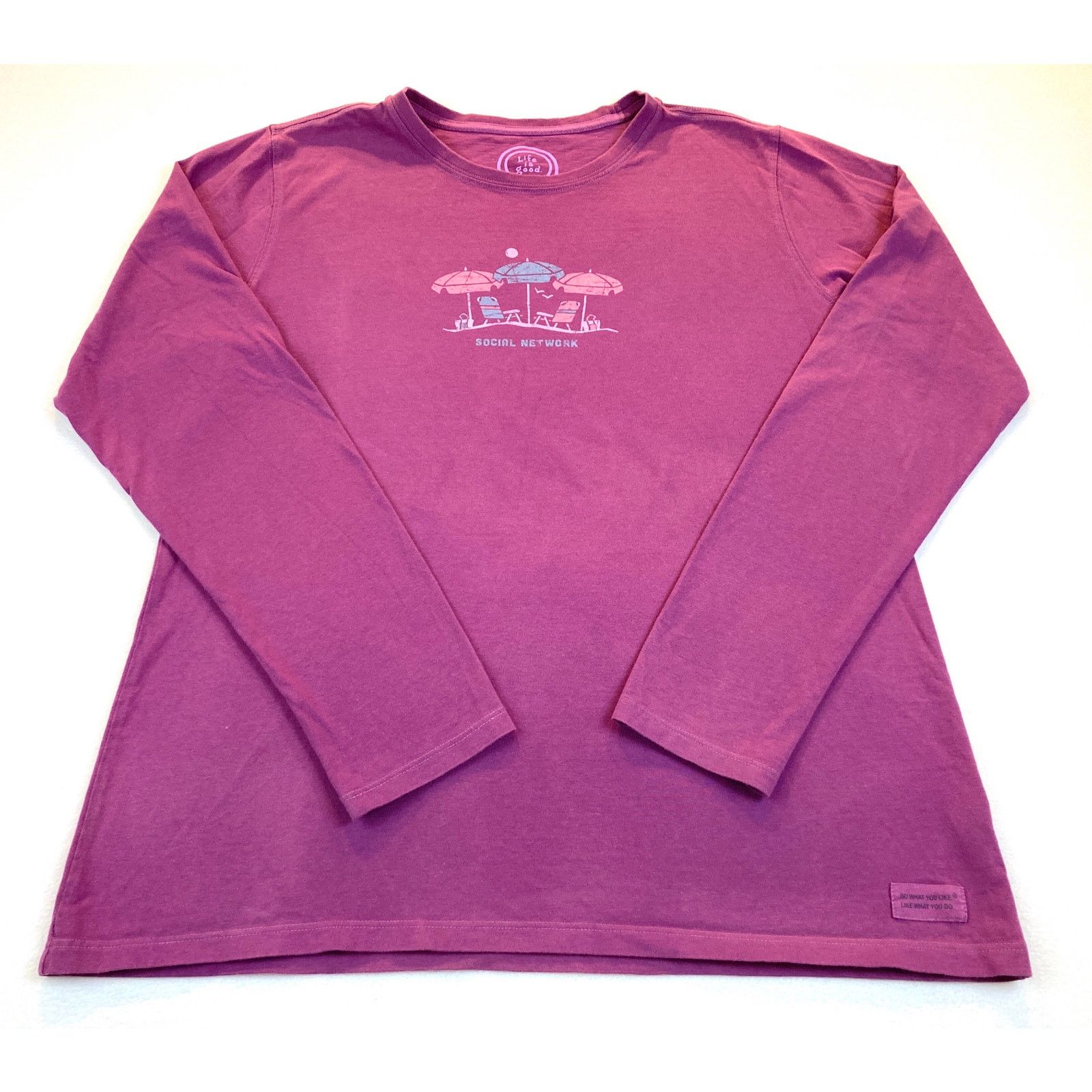 Life is Good Life is Good Social Network Purple Long Sleeve T-Shirt Large Size L / US 10 / IT 46 - 1 Thumbnail