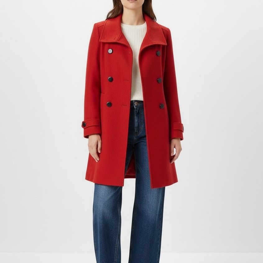 Other Charlotte Russe Red Wool Pea Coat Small Double Breasted Size S / US 4 / IT 40 - 4 Thumbnail