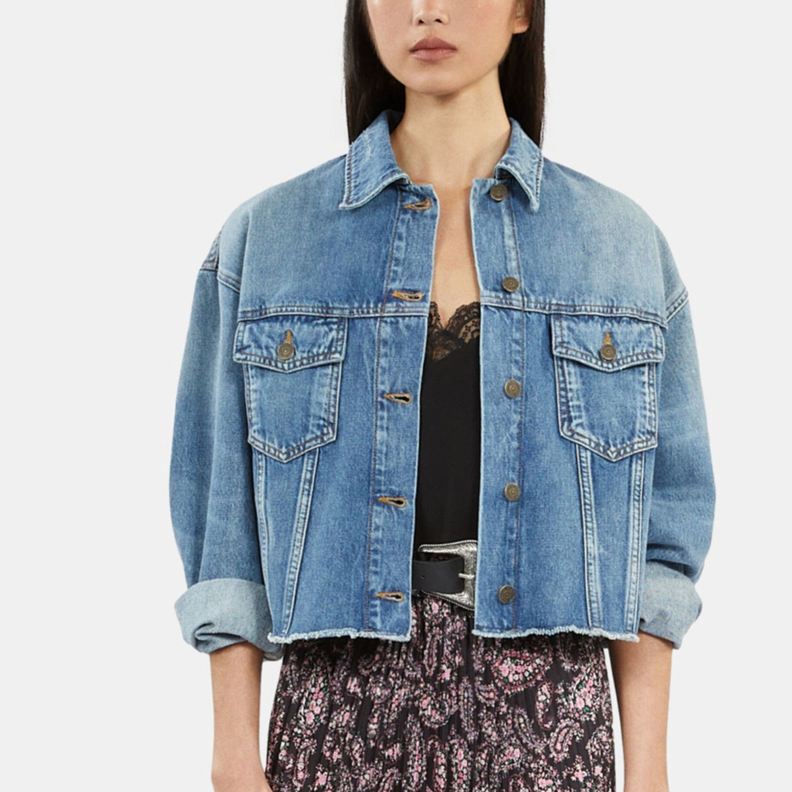 The Kooples The Kooples Women's Cropped Short Blue Denim Jacket size 36 Size XS / US 0-2 / IT 36-38 - 1 Thumbnail