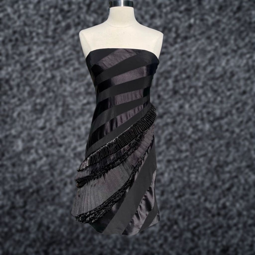 Karen Millen Karen Millen Strapless Tiered Ruffle Pleats Stripe Silk Dress Cocktail Size 6 Size M / US 6-8 / IT 42-44 - 1 Thumbnail