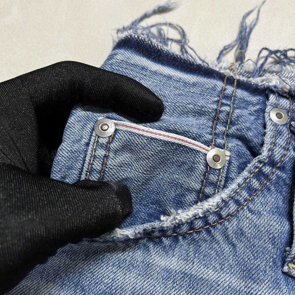 If Six Was Nine × Japanese Brand × Le Grande Bleu (L.G.B.) G.o.a Nimes Raw Cut Selvedge Jeans Size 29" - 6 Thumbnail
