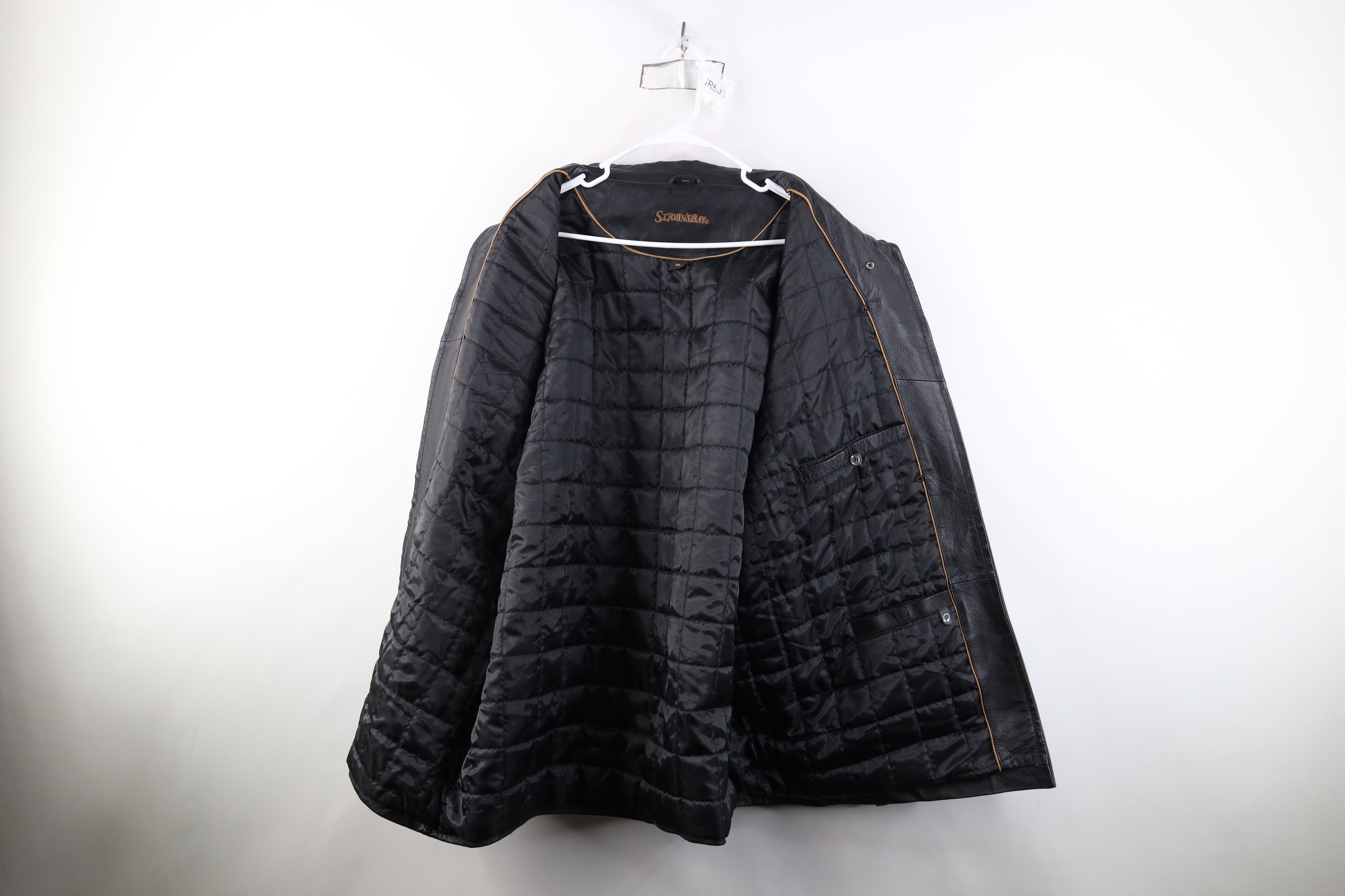 Vintage Vintage 90s Streetwear Quilted Leather Full Zip Jacket Black Size US XXL / EU 58 / 5 - 11 Thumbnail