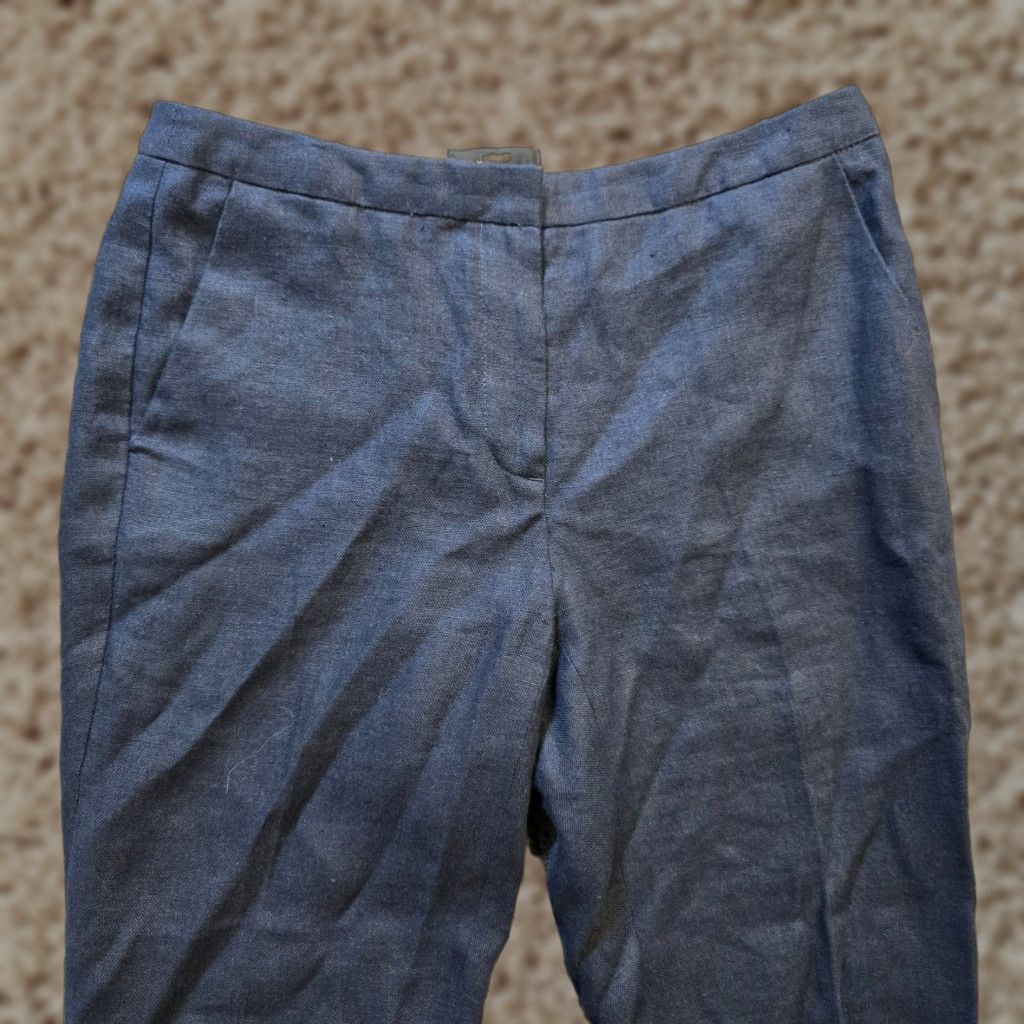 J.Crew J.CREW Pants Womens 0 Blue Linen Tapered Flat Front Cuffed Career Casual Summer Spring Fall Womens Size 25" / US 0 / IT 36 - 1 Thumbnail