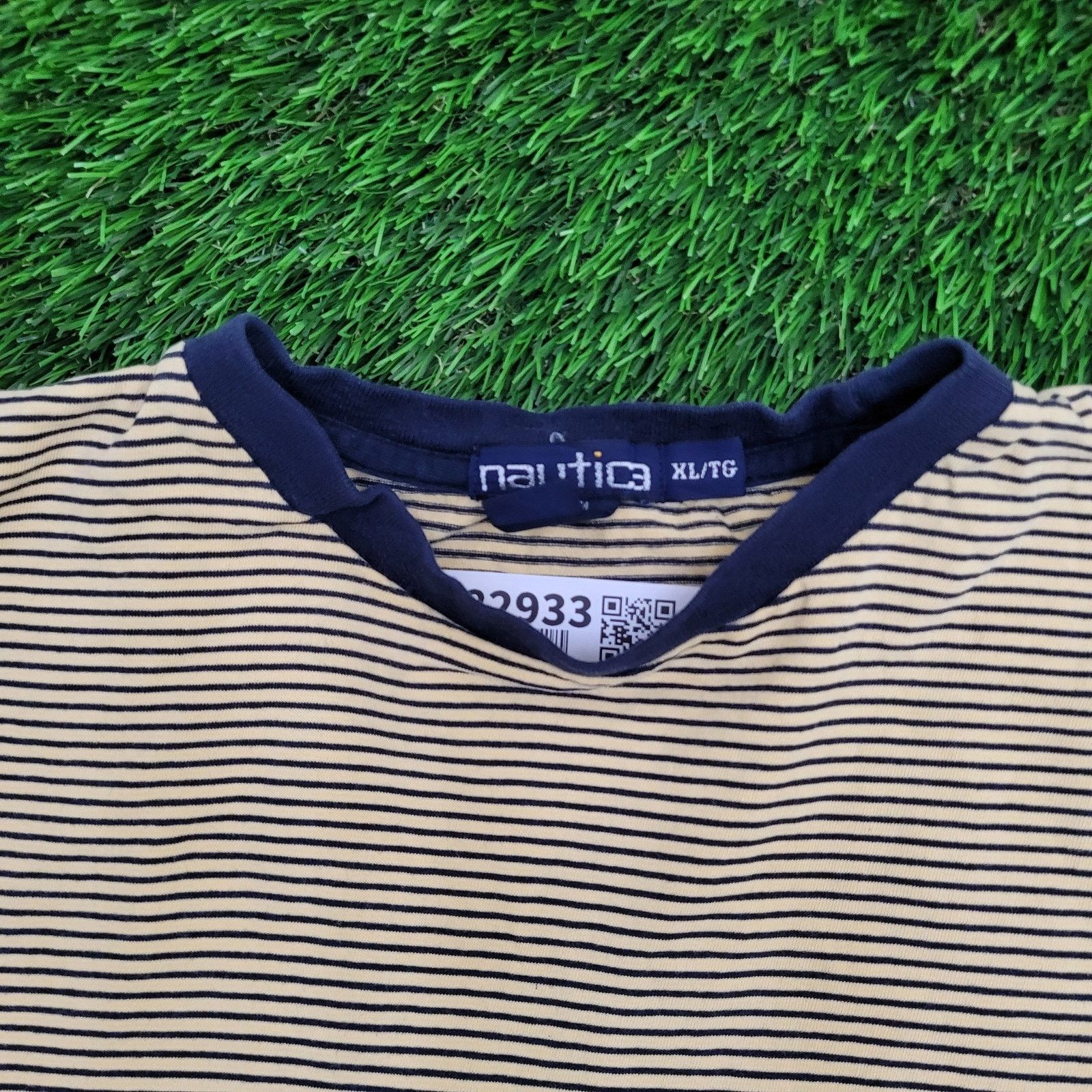 Nautica VTG Y2K Nautica T-Shirt XL Yellow Blue Pin Stripes USA Size US XL / EU 56 / 4 - 10 Thumbnail