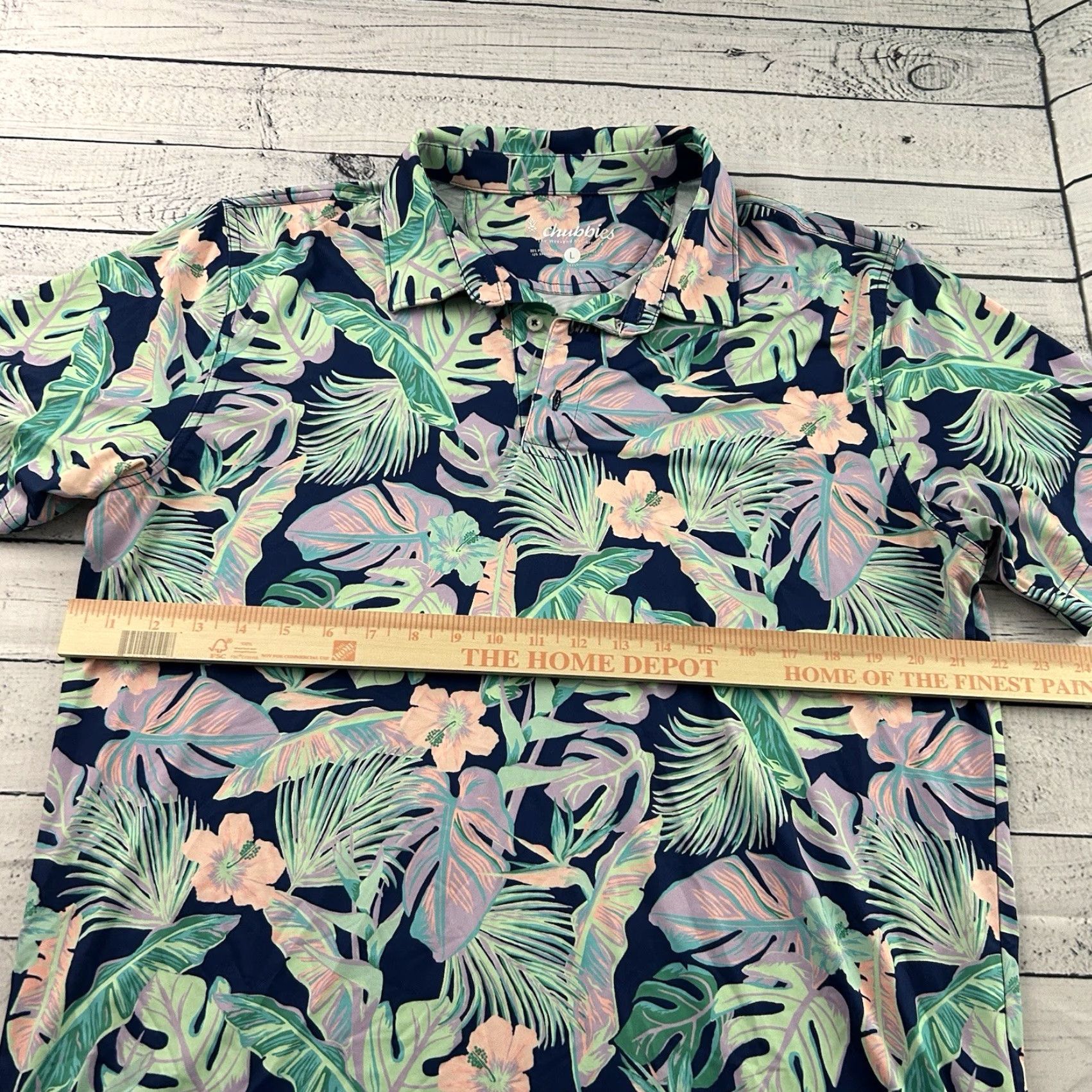 Chubbies Chubbies Hawaiian Floral Short Sleeve Golf Polo Shirt Men's L Blue Green Size US L / EU 52-54 / 3 - 4 Thumbnail