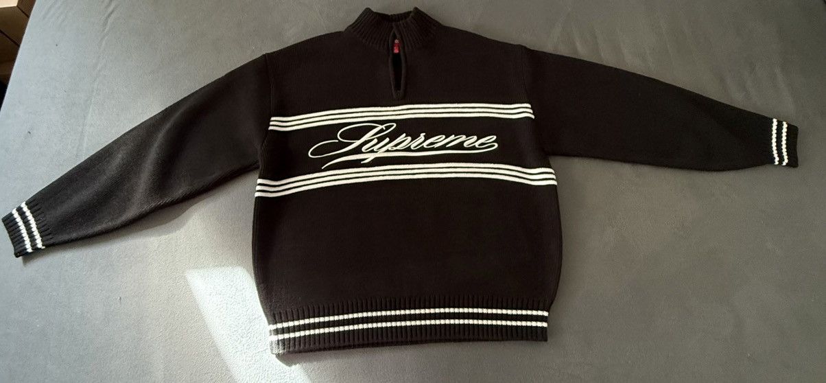 Supreme Script Stripe Half Zip Sweater | Grailed