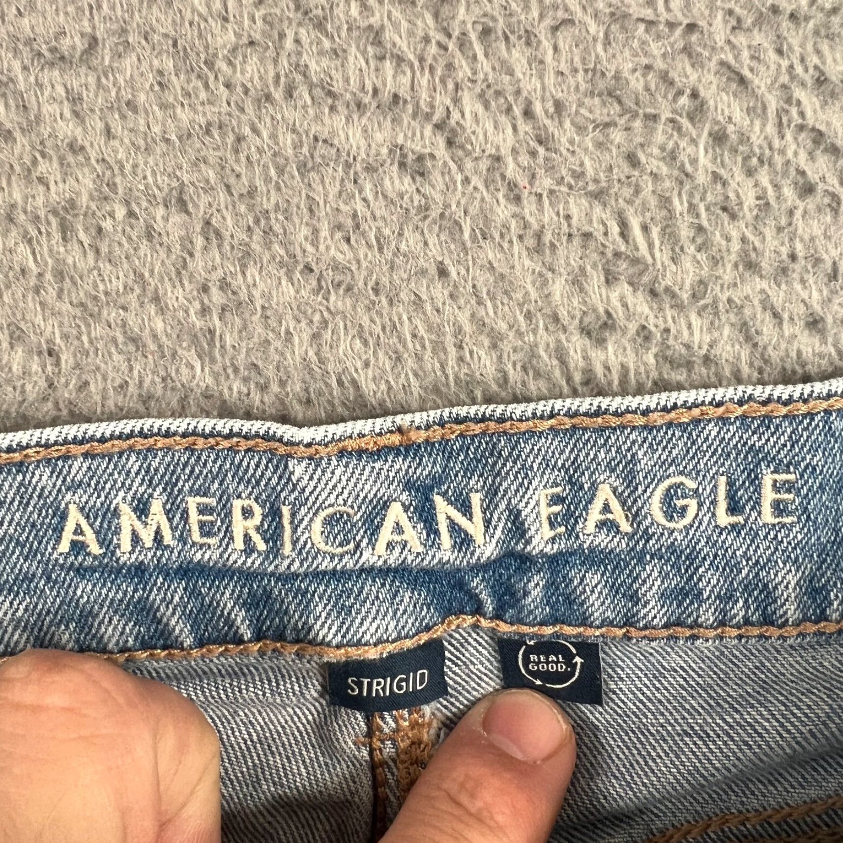 American Eagle Outfitters American Eagle Strigid High Rise Baggy Straight Jeans Women's Size 0 Blue Size 25" / US 0 / IT 36 - 5 Thumbnail