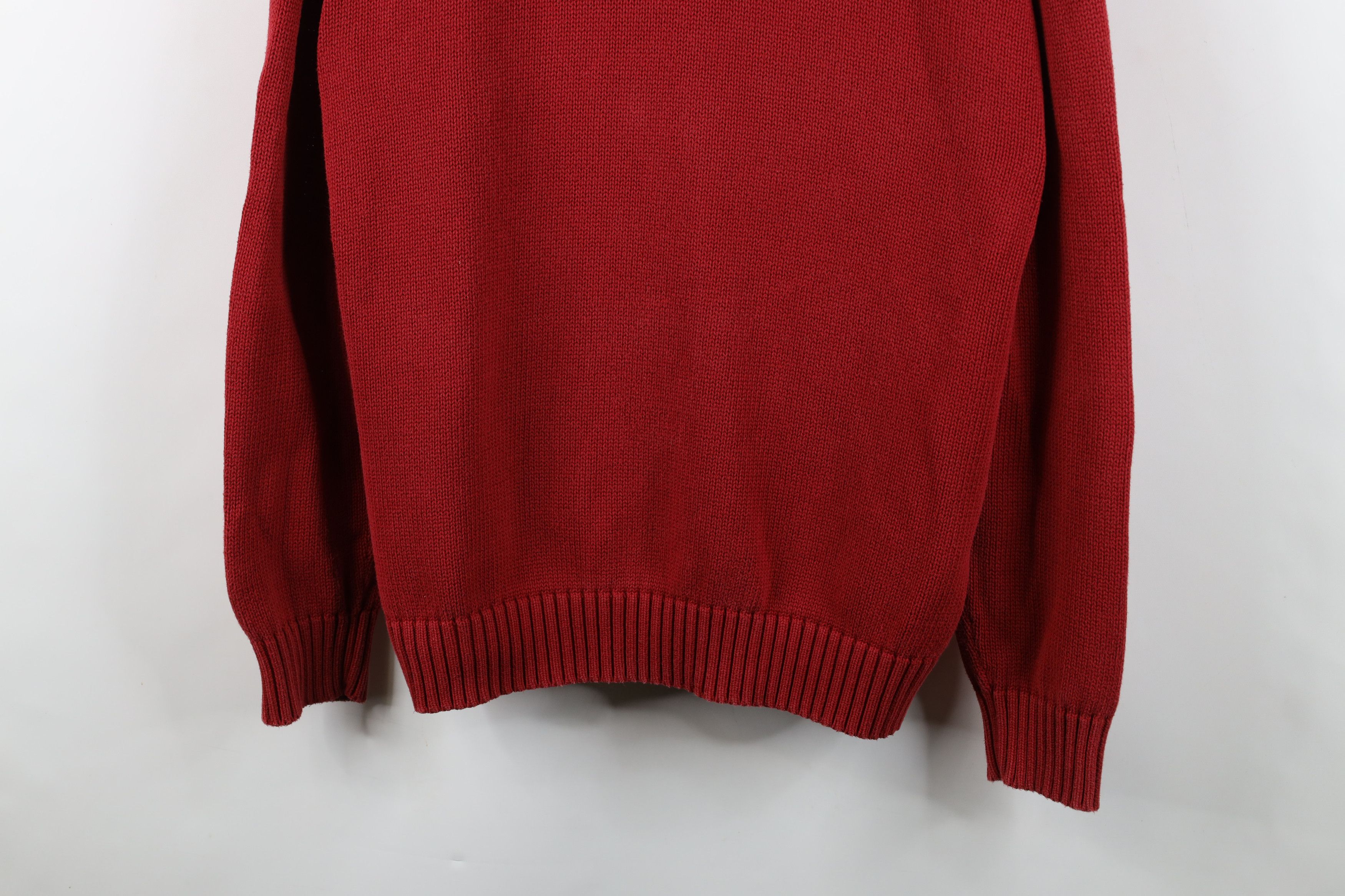 Lands' End Vintage 90s Lands End Blank Cotton Knit Crewneck Sweater Red Size US L / EU 52-54 / 3 - 3 Thumbnail