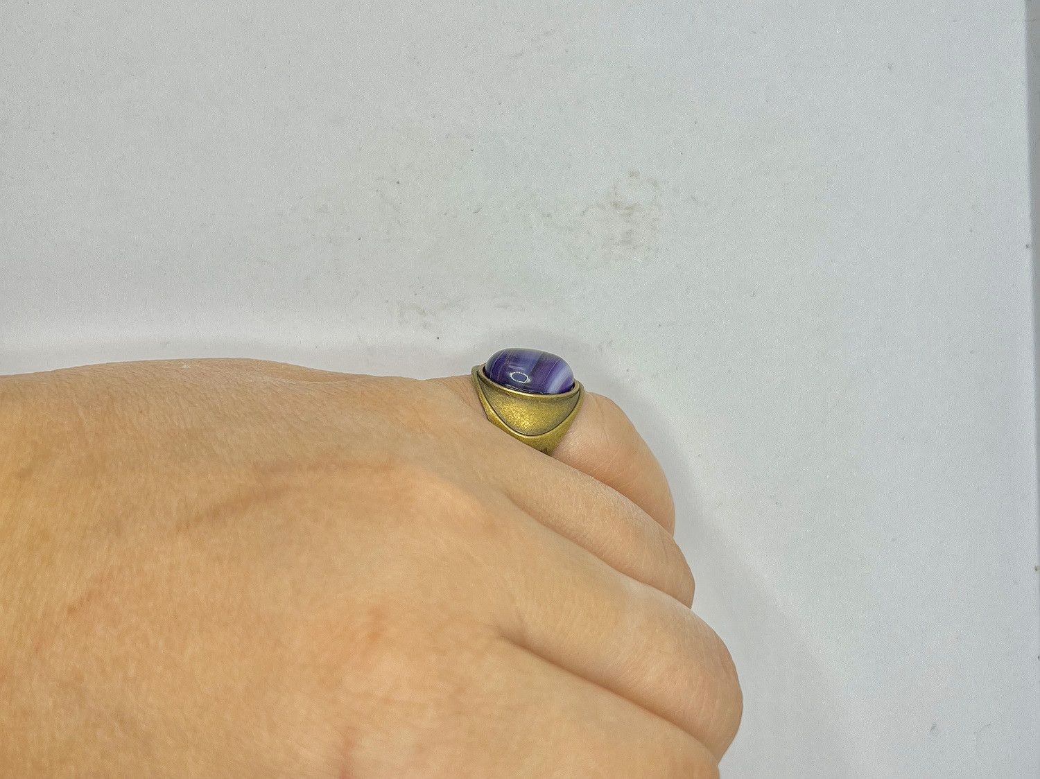 Handmade Amethyst Crystal Bronze Ring - Size 7.25 Size ONE SIZE - 5 Thumbnail