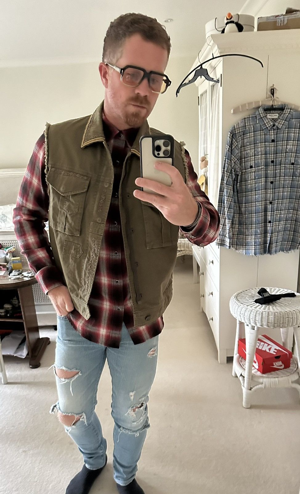 Saint Laurent Paris FW16 Saint Laurent Palladium red black flannel Hedi L Size US L / EU 52-54 / 3 - 5 Thumbnail