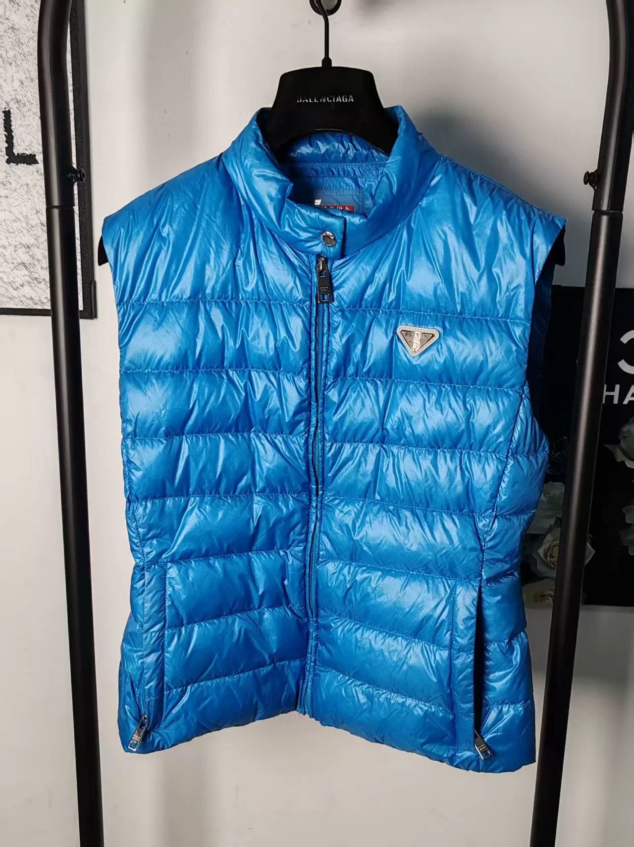 Prada Prada Blue Down Vest with Triangle Logo Size US M / EU 48-50 / 2 - 1 Thumbnail