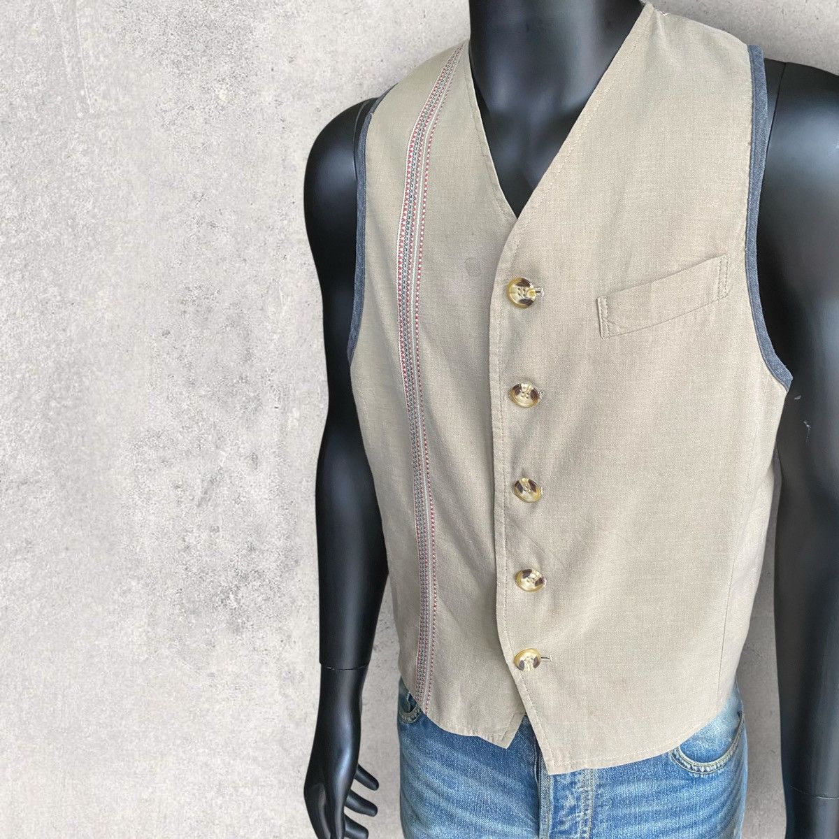 Dries Van Noten Vintage 90’s Linen Gilet Size US M / EU 48-50 / 2 - 1 Thumbnail
