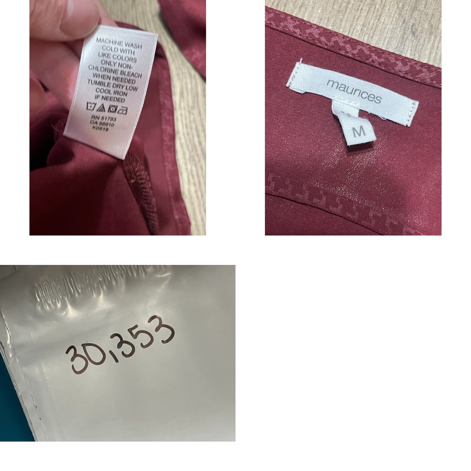 Vintage Maurices Shirt Women’s Size M Maroon Long Sleeve V-Neck Pullover Casual Regular T-Shirt Fall Spring Summer Modern Basic Size M / US 6-8 / IT 42-44 - 8 Thumbnail