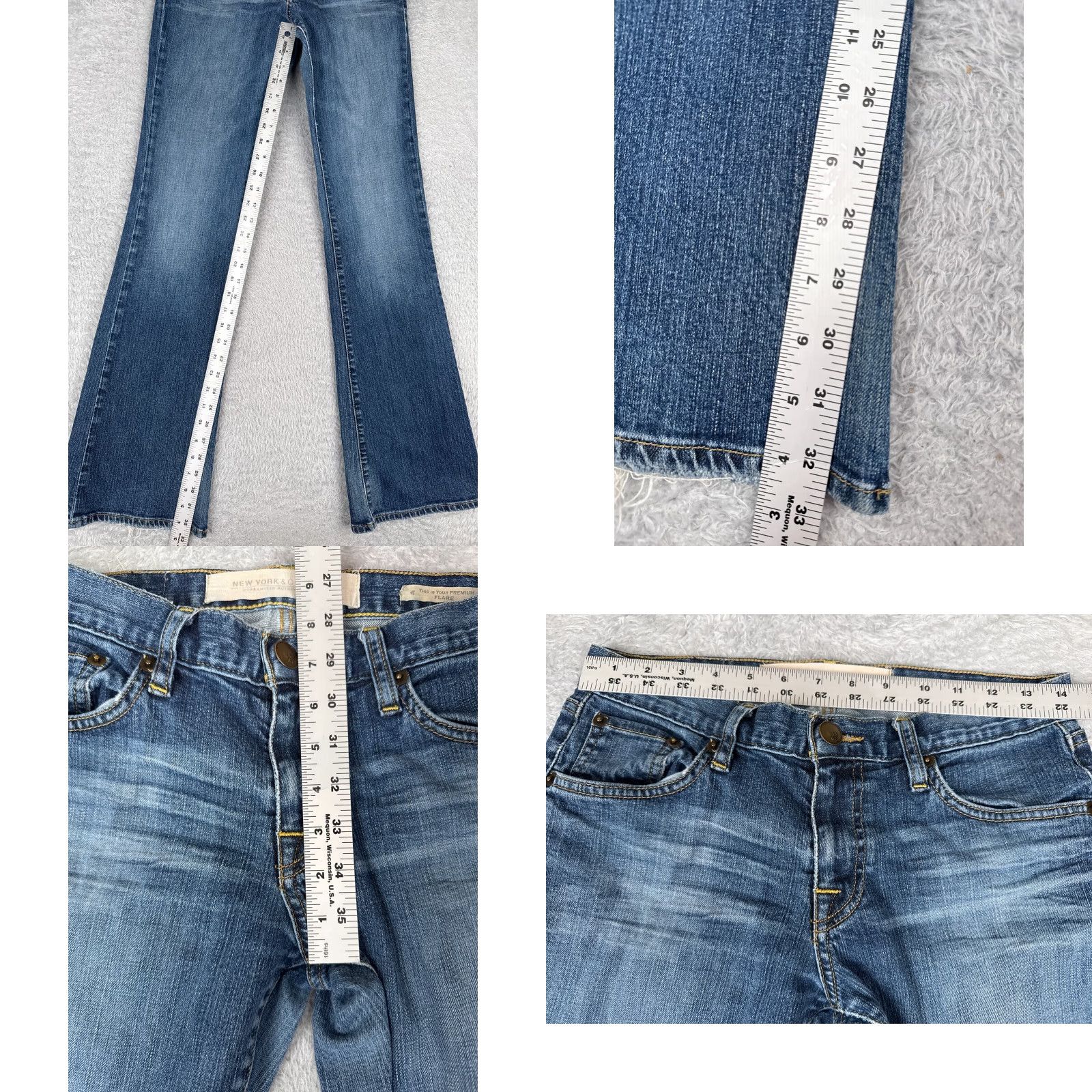 Vintage New York & Company Jeans Womens 4 Blue Denim Premium Flare Cotton Blend 28x33 Size 27" / US 4 / IT 40 - 8 Thumbnail