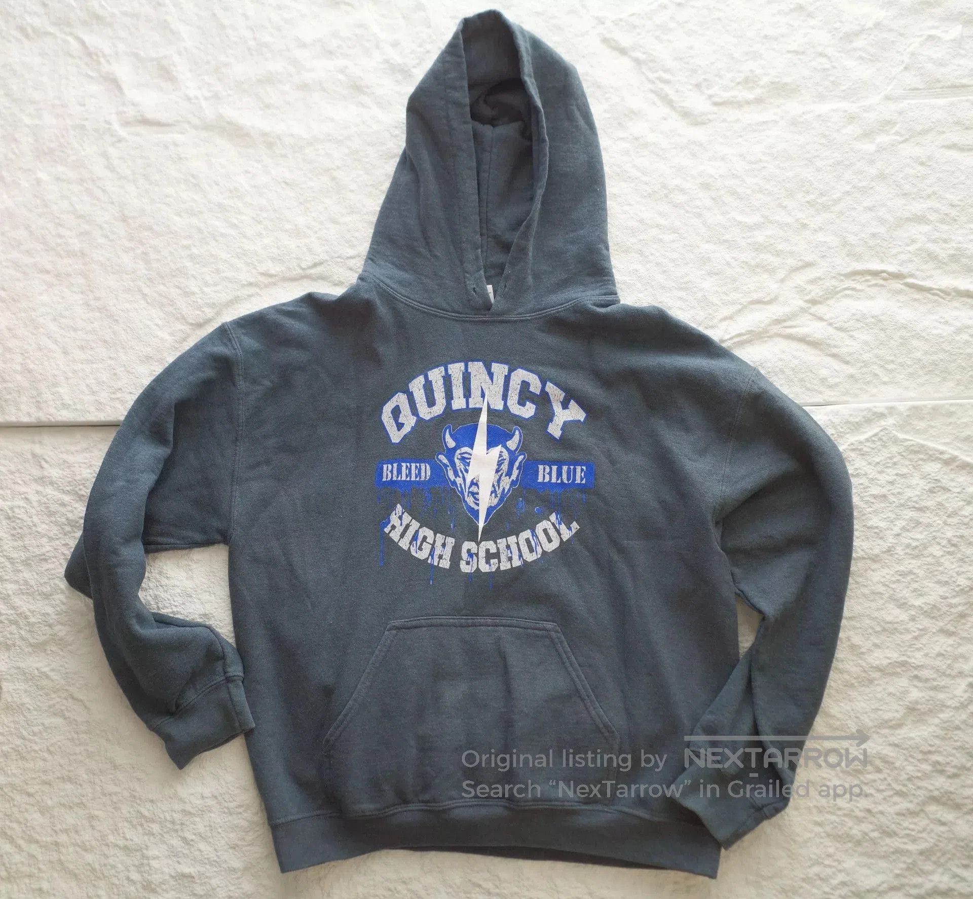 Vintage Vintage Gildan 90s Washed Blue Lightning Hoodie. Size US M / EU 48-50 / 2 - 1 Thumbnail