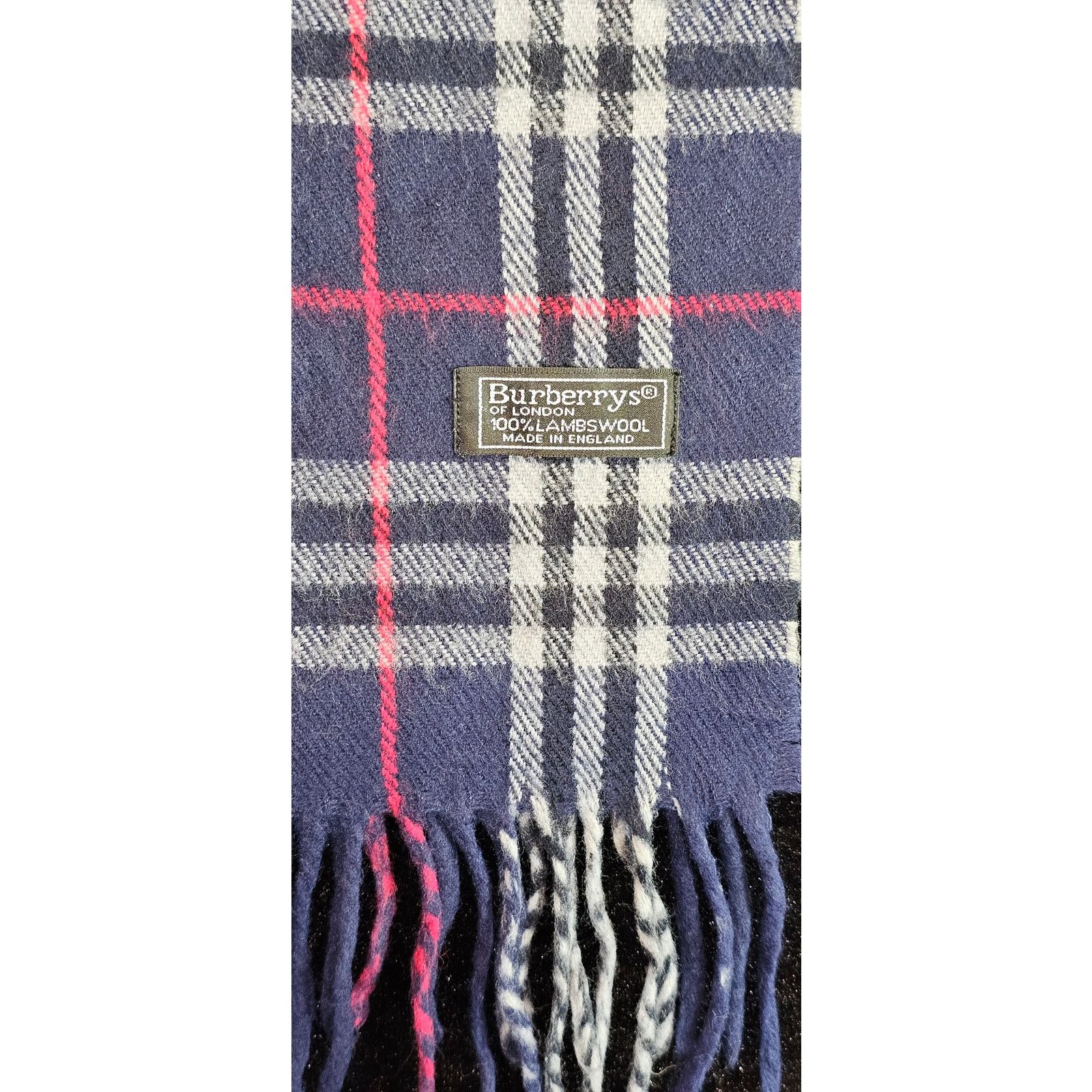 Burberry BURBERRYs of London 100% Lambswool Blue Scarf Nova Check Size ONE SIZE - 3 Thumbnail