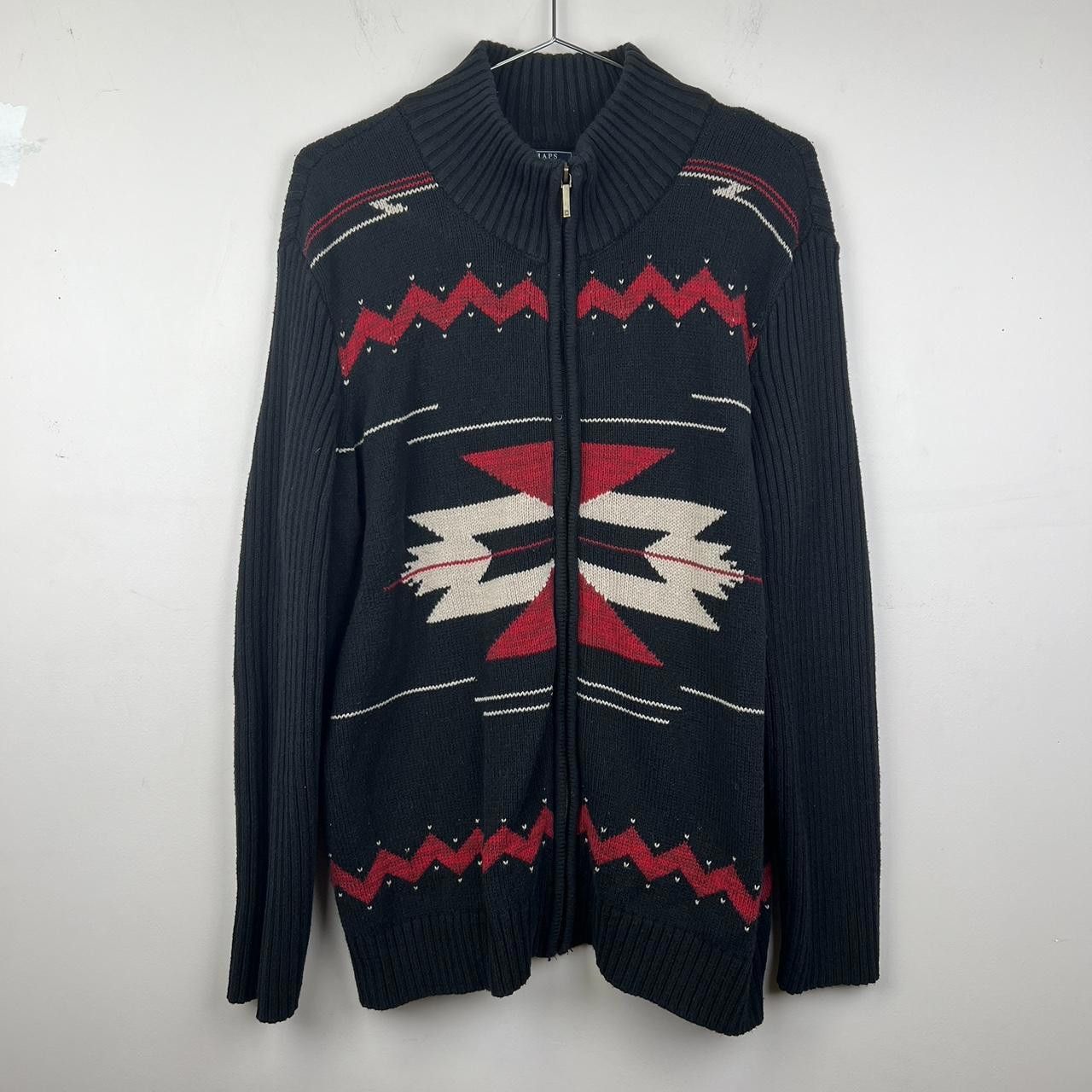 Chaps Chaps Denim 3X Black and Red Zip-Up Sweater Size US XL / EU 56 / 4 - 1 Thumbnail