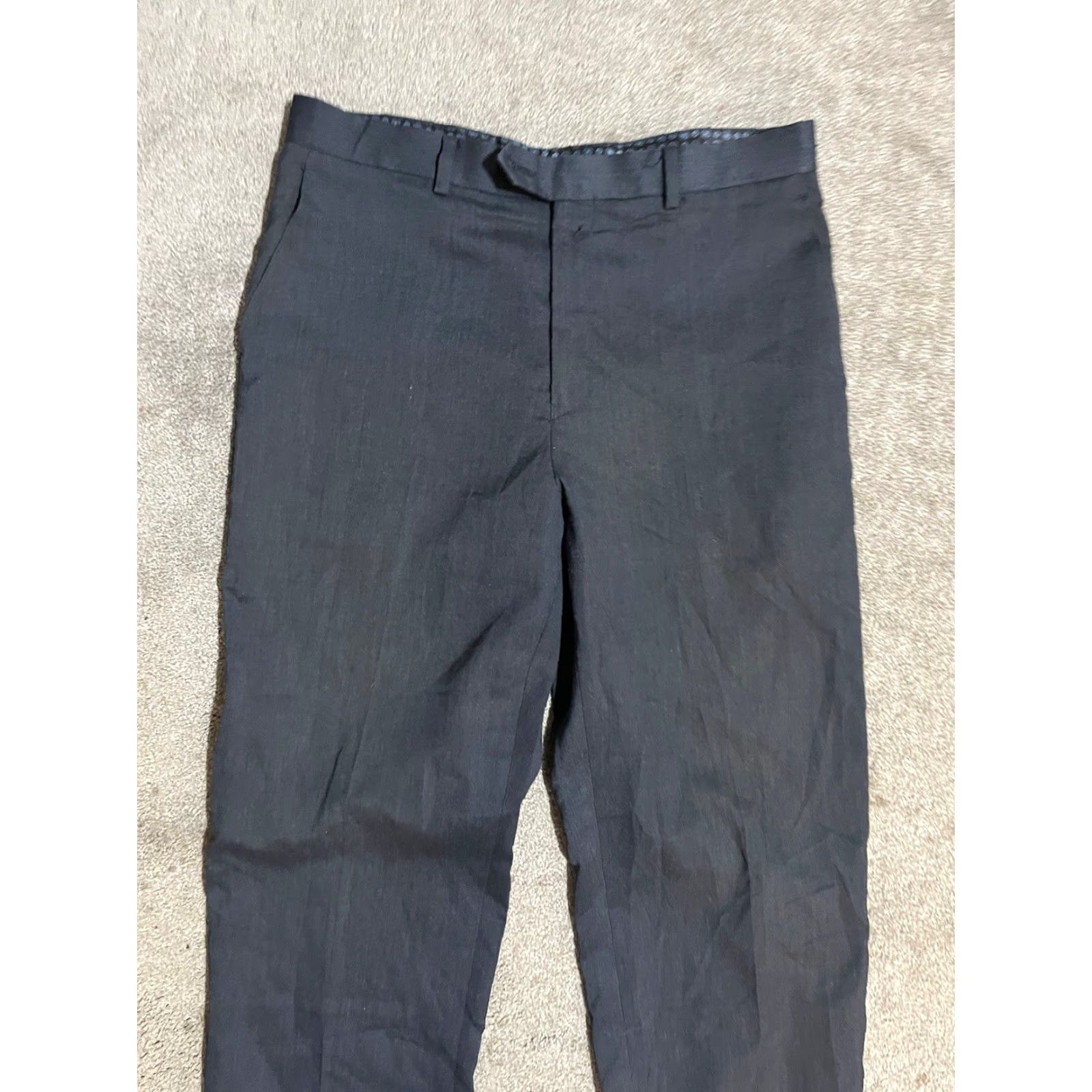 Michael Kors Michael Kors Dress Pants Men's Navy Straight Leg Flat Front 33x32 Stretch Pockets Button Regular Regular Mens Pants Blue Size US 33 - 2 Thumbnail