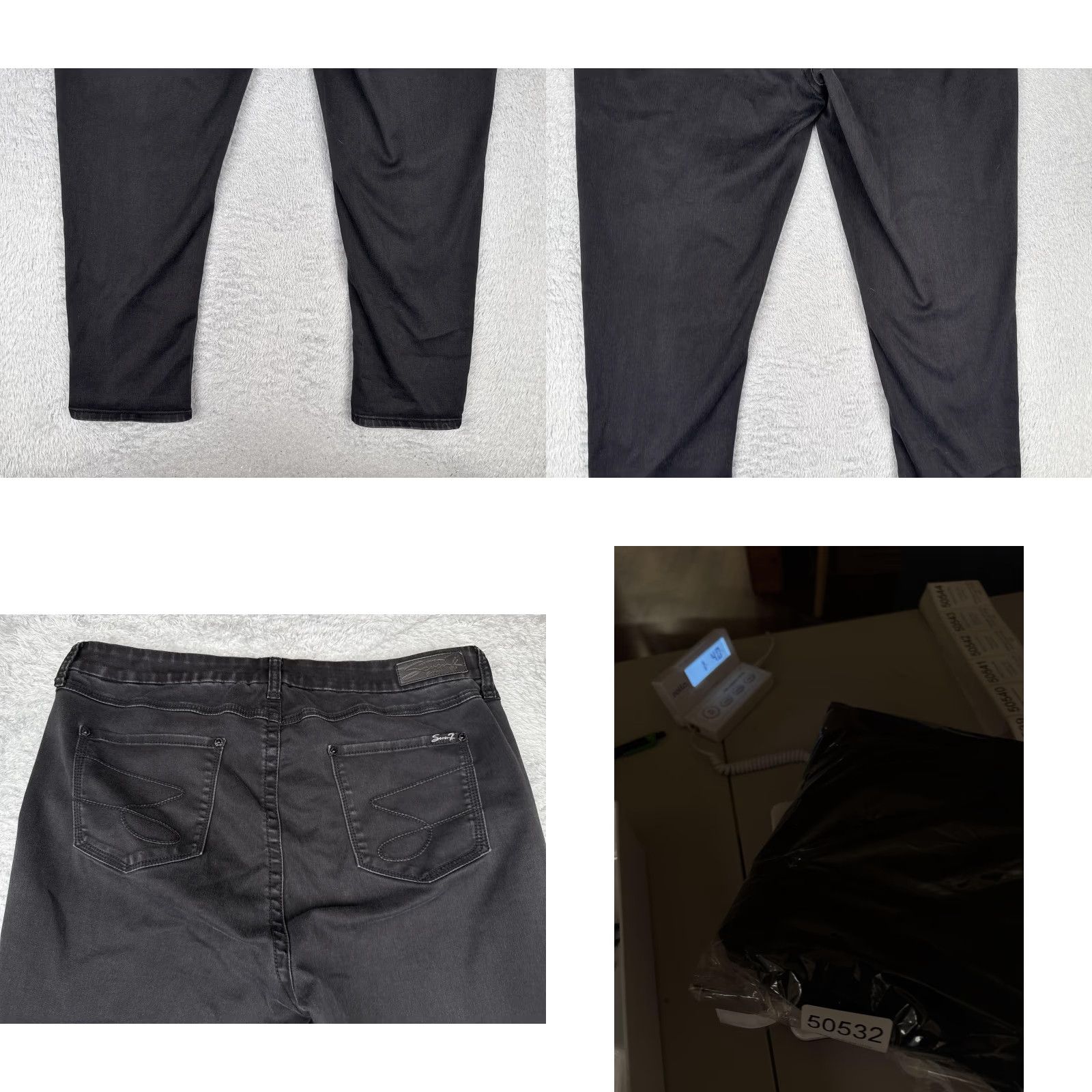 Vintage Seven7 Jeans Skinny Fit Womens 40x29 Black Denim Five Pocket Zip Plus Size 5-Pocket Design Charcoal Wash Denim Pants Stretch Size 42" / US 20 - 10 Thumbnail