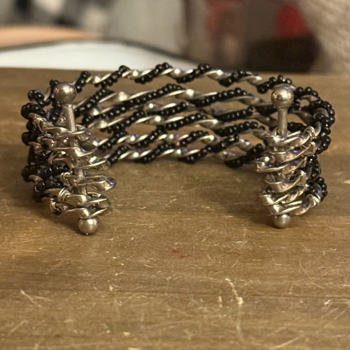 Other Silver tone and black stacked twisted cuff bangle bracelet Size ONE SIZE - 4 Thumbnail