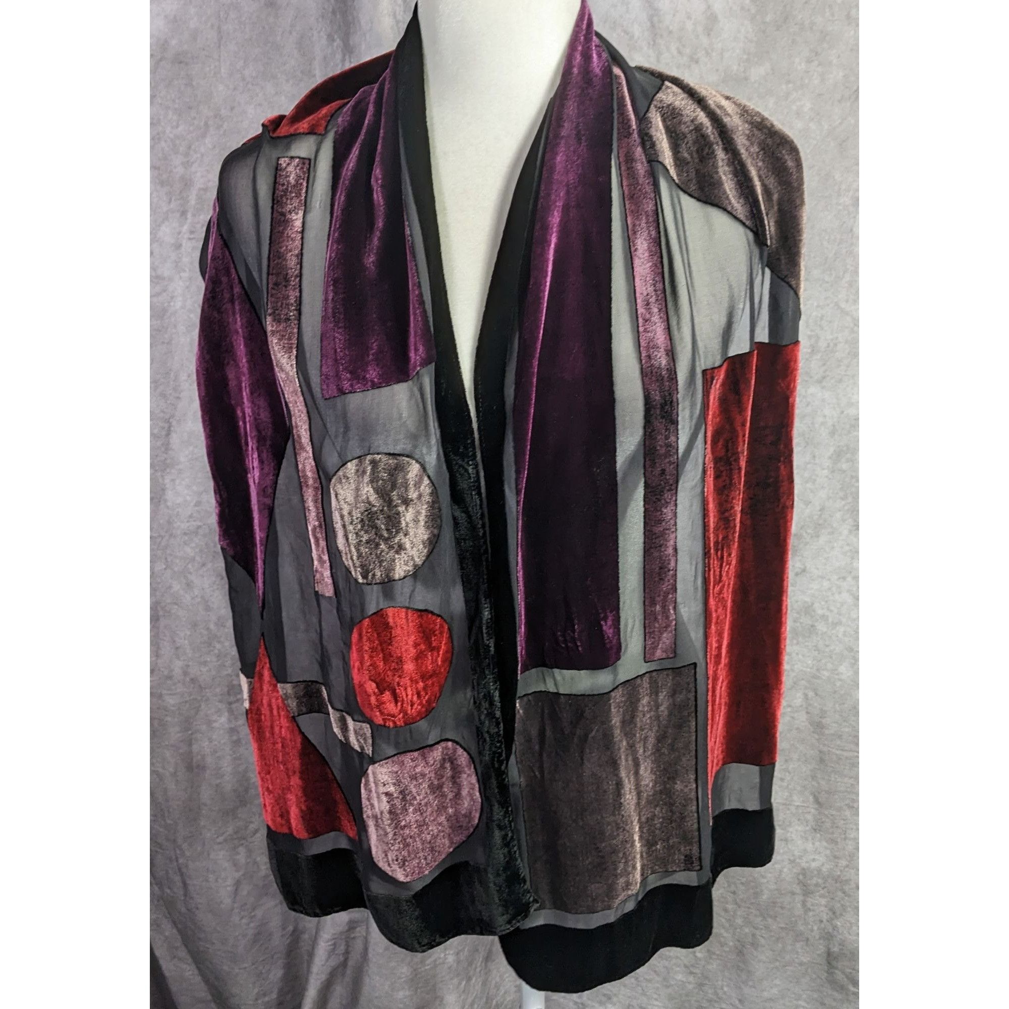 Other Vintage Burnt Velvet Geometric Jewel Tone Scarf/Shawl Size ONE SIZE - 9 Thumbnail