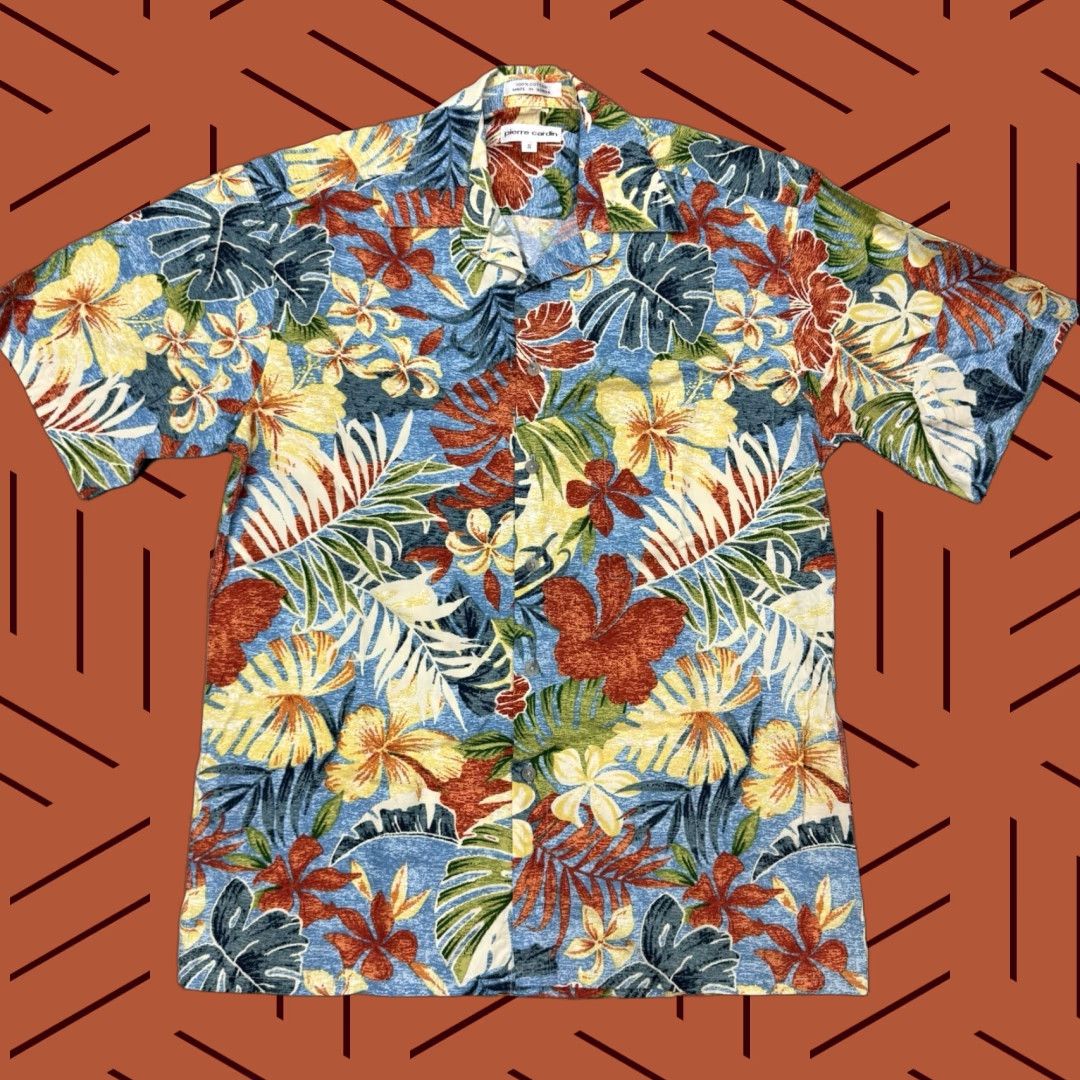Pierre Cardin VINTAGE Pierre Cardin Hawaiian Shirt Men Small Short Sleeve Floral Collared Beach Aloha 80s 90s Size US S / EU 44-46 / 1 - 1 Thumbnail