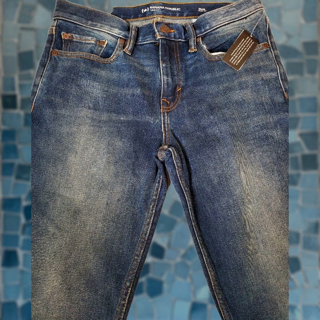 Banana Republic Banana Republic Legacy Slim Jeans Medium Wash Men's 30W/30L Slim Fit Stretch Denim 5-Pocket Inseam 29" NWT Size US 30 / EU 46 - 1 Thumbnail
