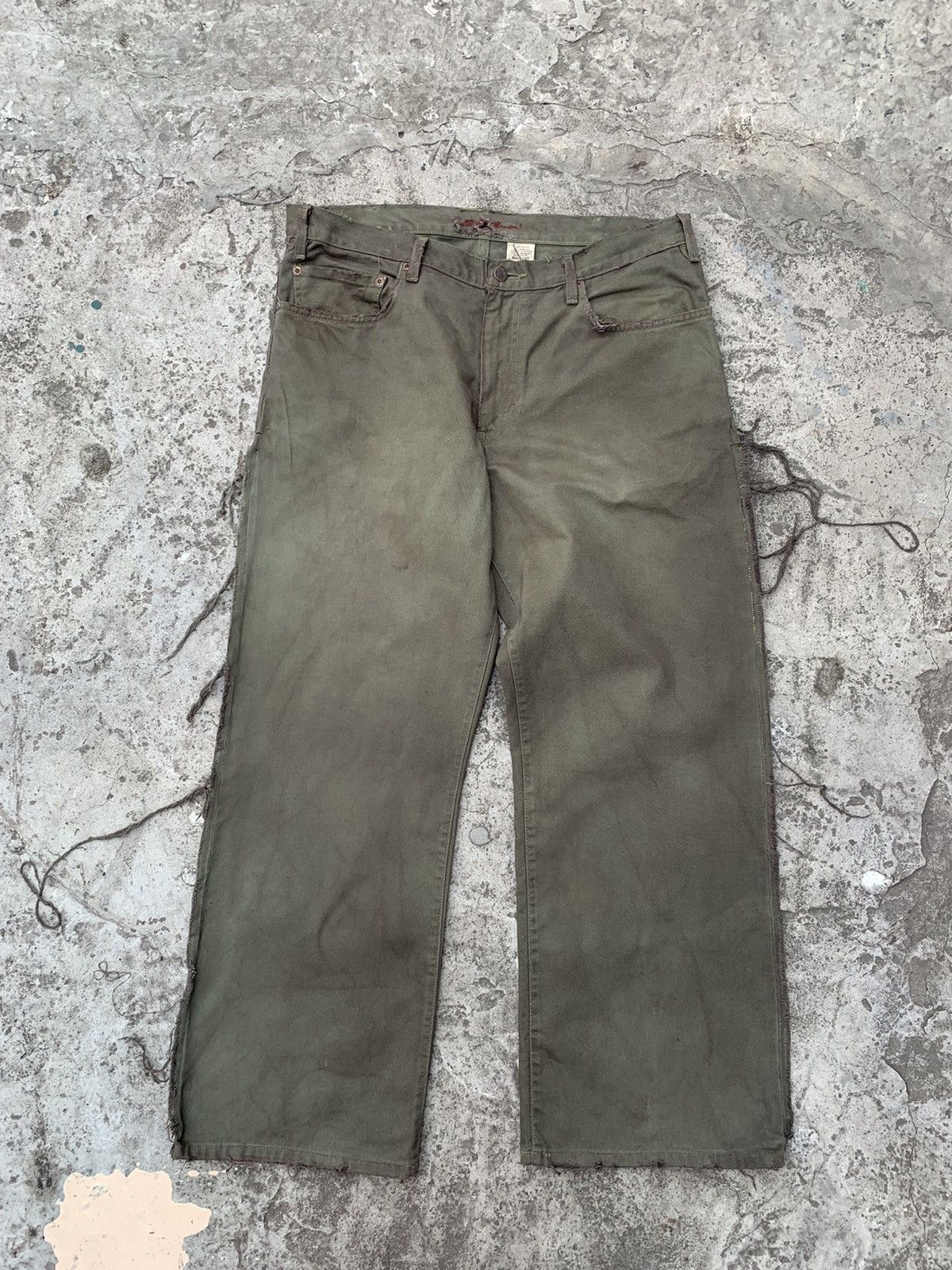 Japanese Brand Custom Wide Dirty Overdyed Distressed Jeans Size US 36 / EU 52 - 3 Thumbnail