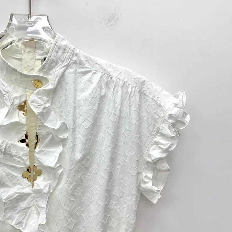 Louis Vuitton Louis Vuitton White logo embossed cotton lace dress Size XS / US 0-2 / IT 36-38 - 3 Thumbnail