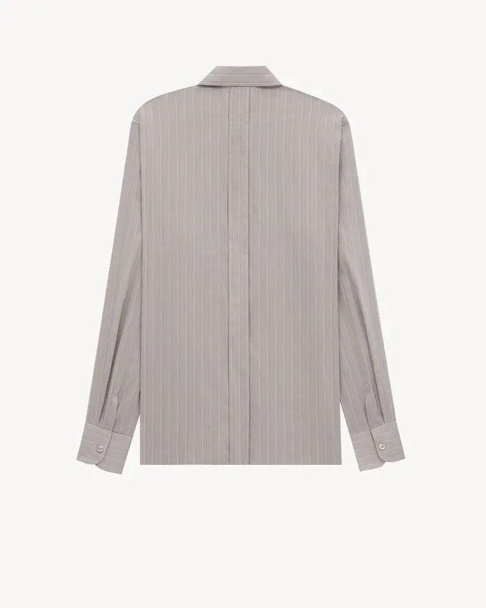 Saint Laurent Paris oc11z0126 813932 Shirt in Striped Cotton and Silk Voile Size US M / EU 48-50 / 2 - 2 Thumbnail