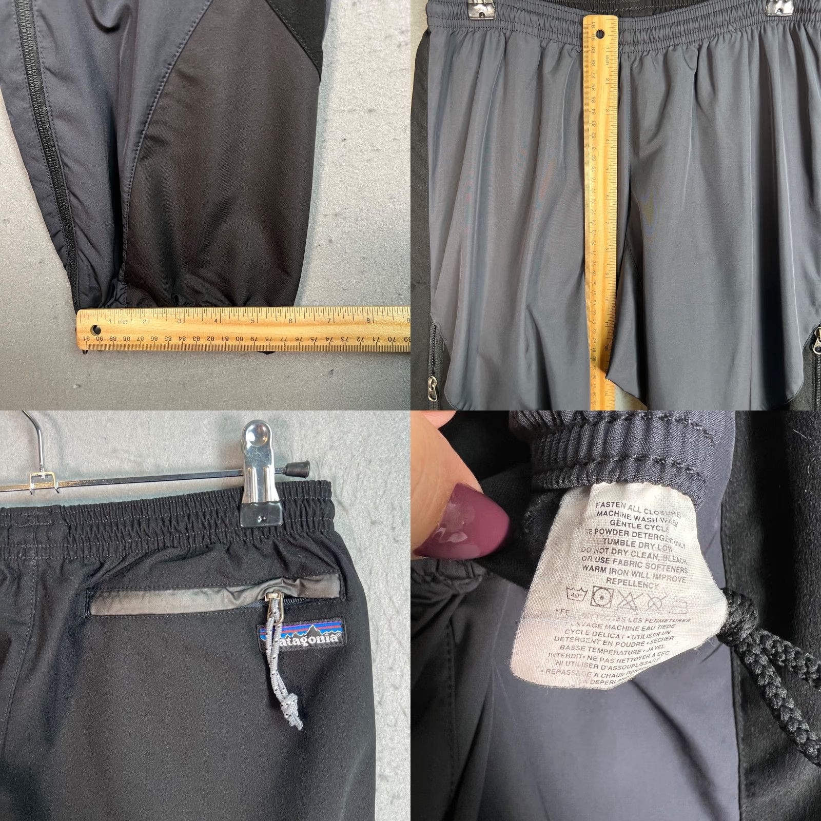 Patagonia Patagonia Womens Small Black & Gray Track Pants - Size S - Side Zip - Activewear Hiking - Regular Inseam 31 in - Polyester Windbreaker Style Size 28" / US 6 / IT 42 - 8 Thumbnail