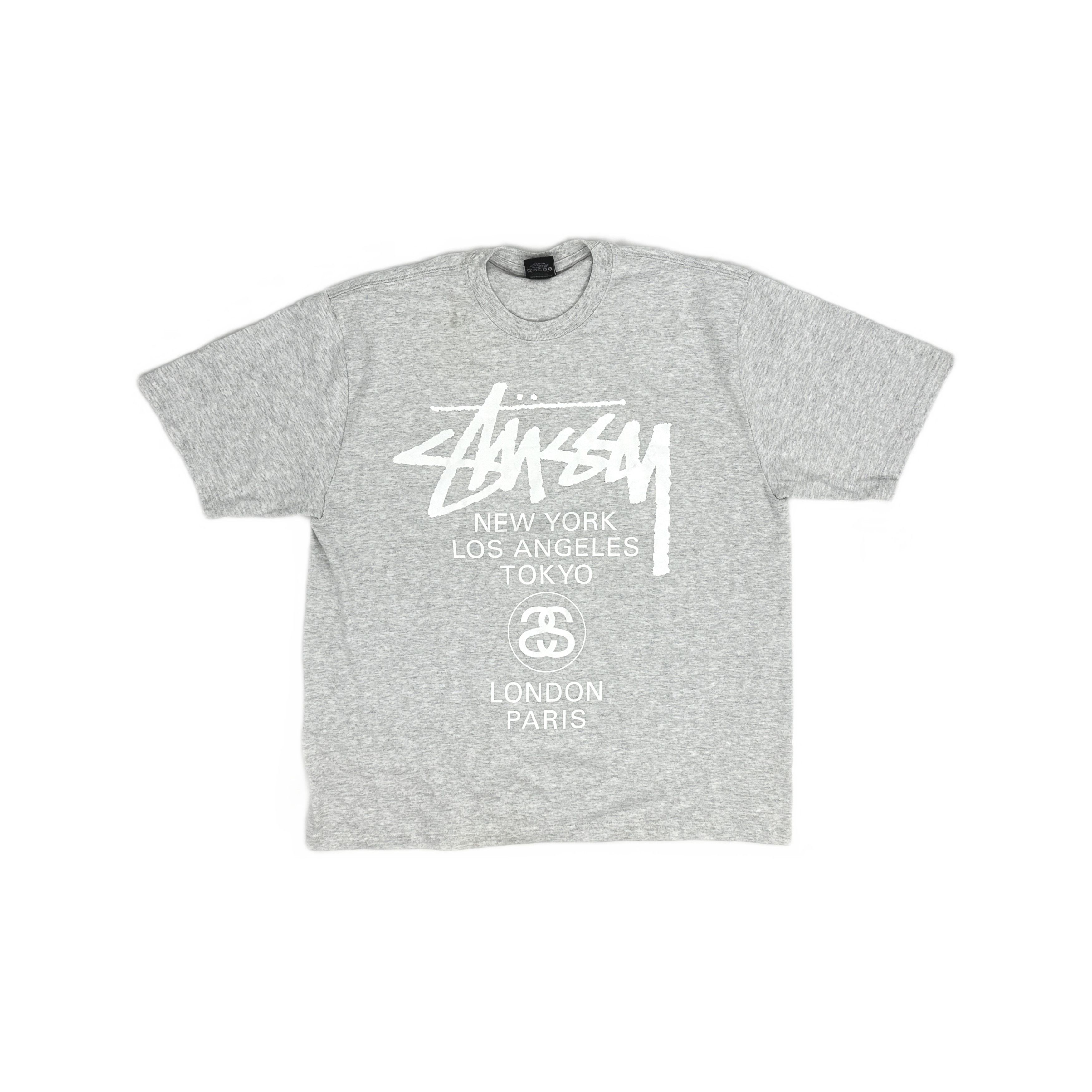 Stussy Stussy World Tour Logo T-Shirt Gray Size L Size US L / EU 52-54 / 3 - 1 Thumbnail