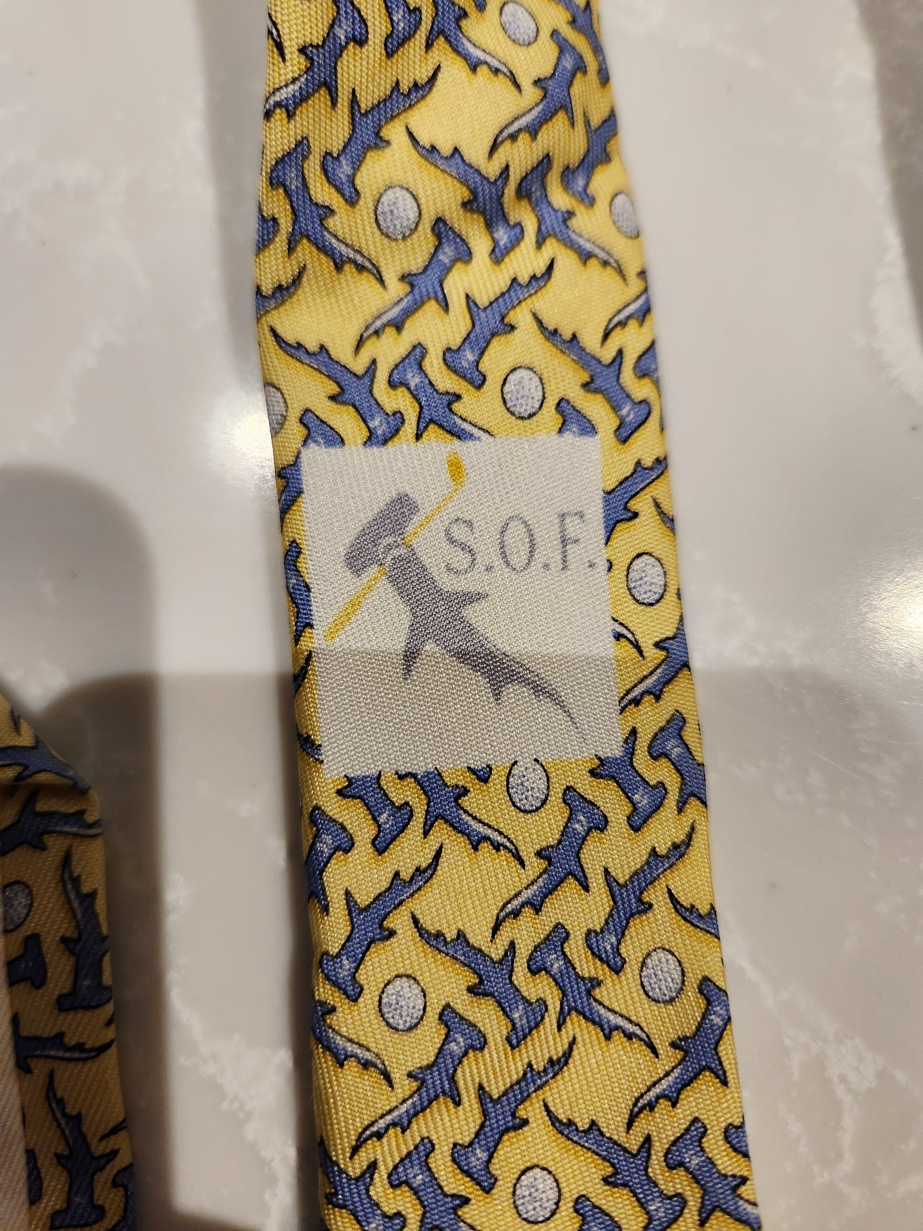 Vineyard Vines Custom Collection Yellow Golf Pattern Silk Tie Size ONE SIZE - 5 Thumbnail