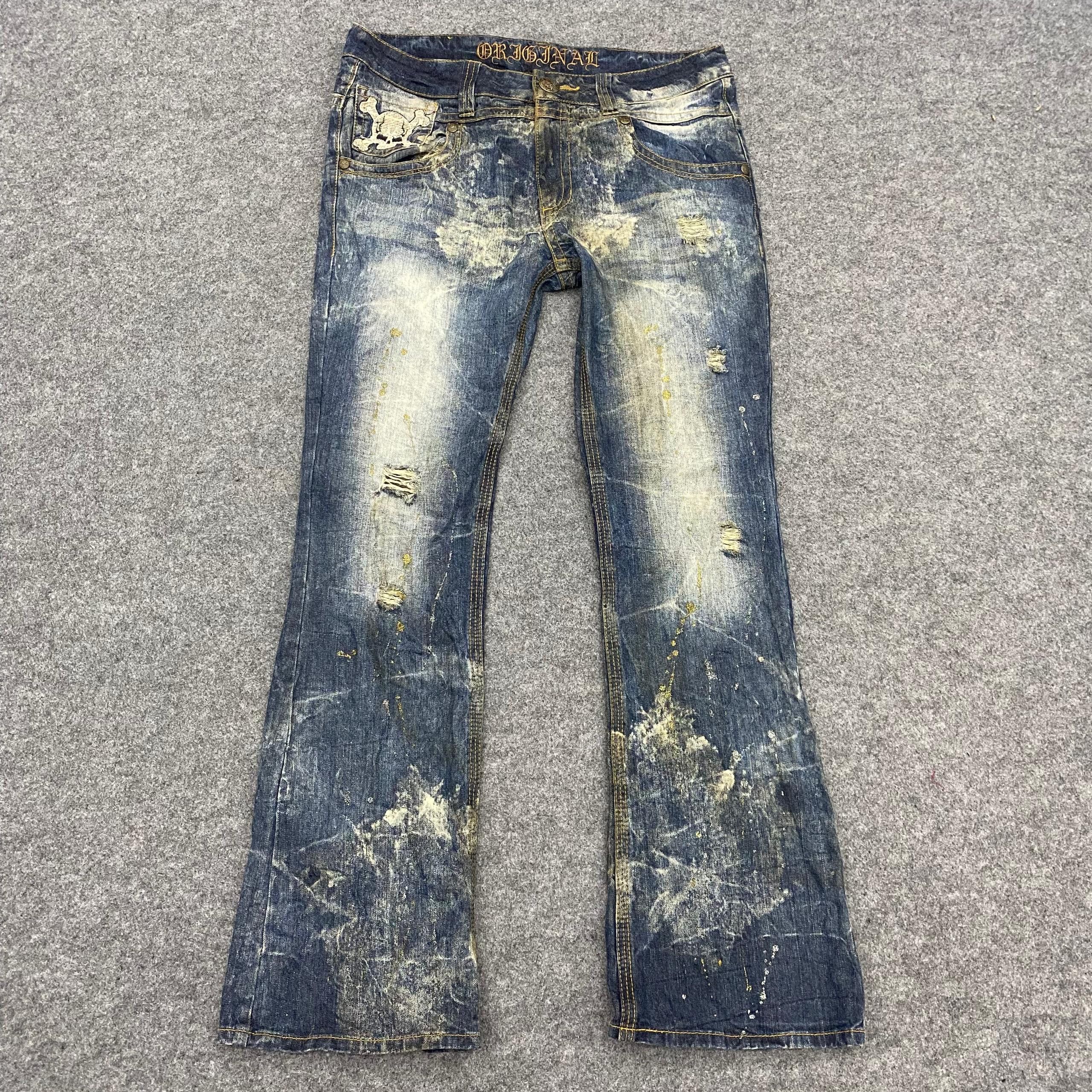 If Six Was Nine 💥Flare💥Original Jeans Punk Distressed Denim Size US 36 / EU 52 - 1 Thumbnail