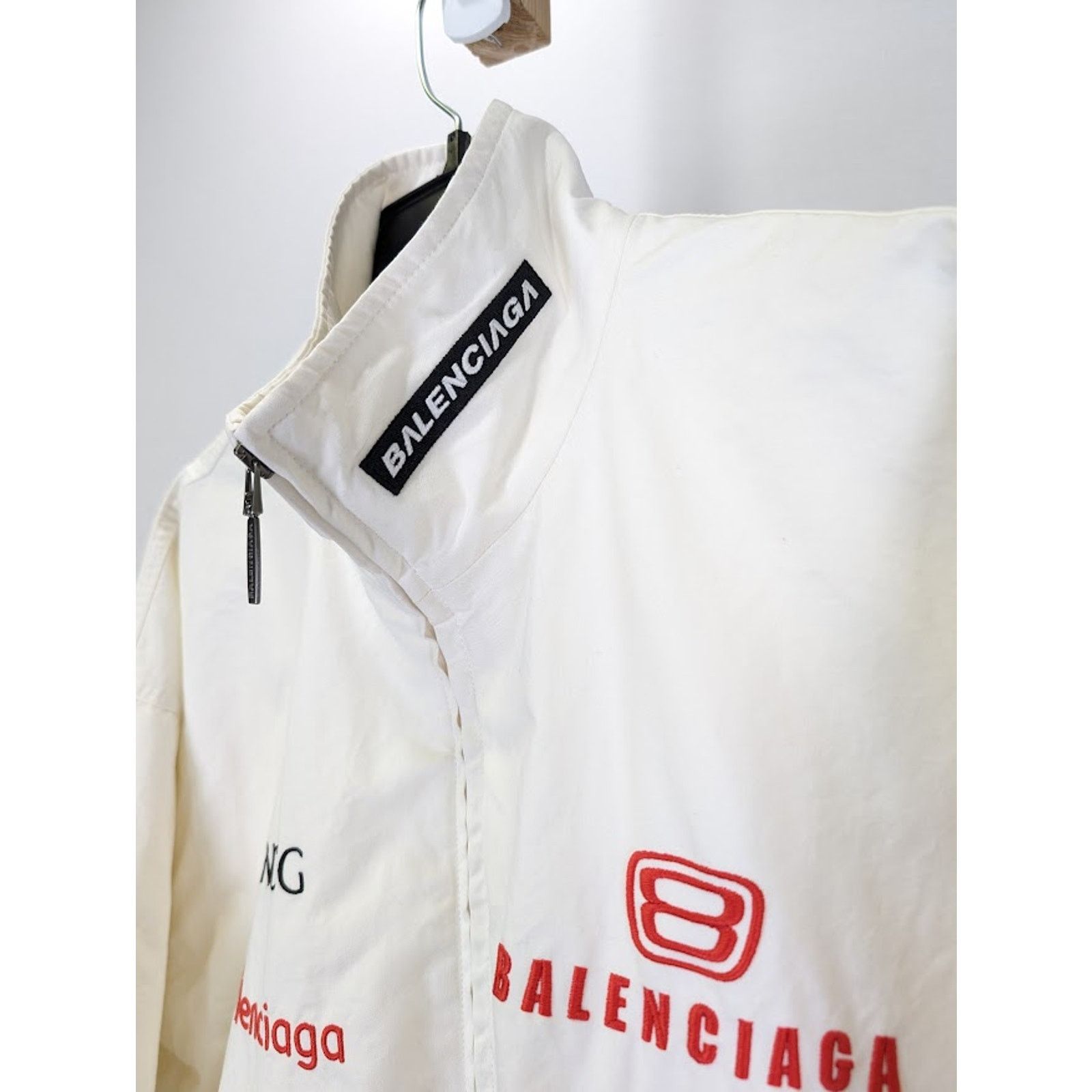 Balenciaga o1rshd1 Micro Cotton Canvas Top League Tracksuit Jacket Whit Size US XL / EU 56 / 4 - 4 Thumbnail