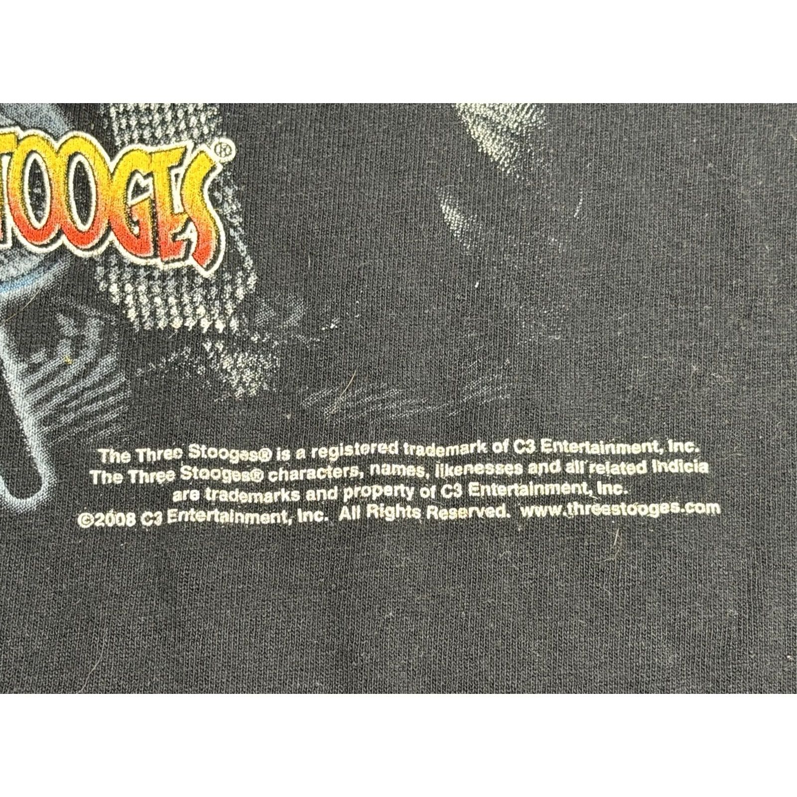 Gildan VINTAGE Three Stooges T-Shirt Mens Large Black Cotton Graphic Print Crew Neck Size US L / EU 52-54 / 3 - 4 Thumbnail