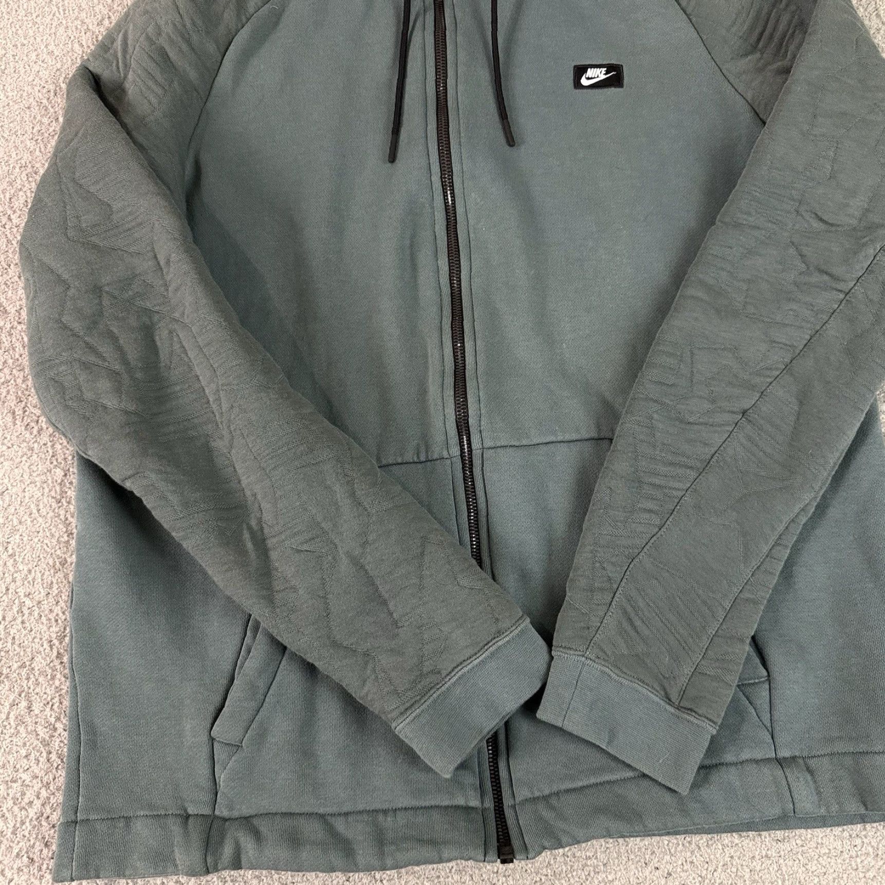 Nike VINTAGE Nike Hoodie Mens L Green Fleece Full Zip Sweatshirt Pockets Logo All Seasons Size US L / EU 52-54 / 3 - 5 Thumbnail