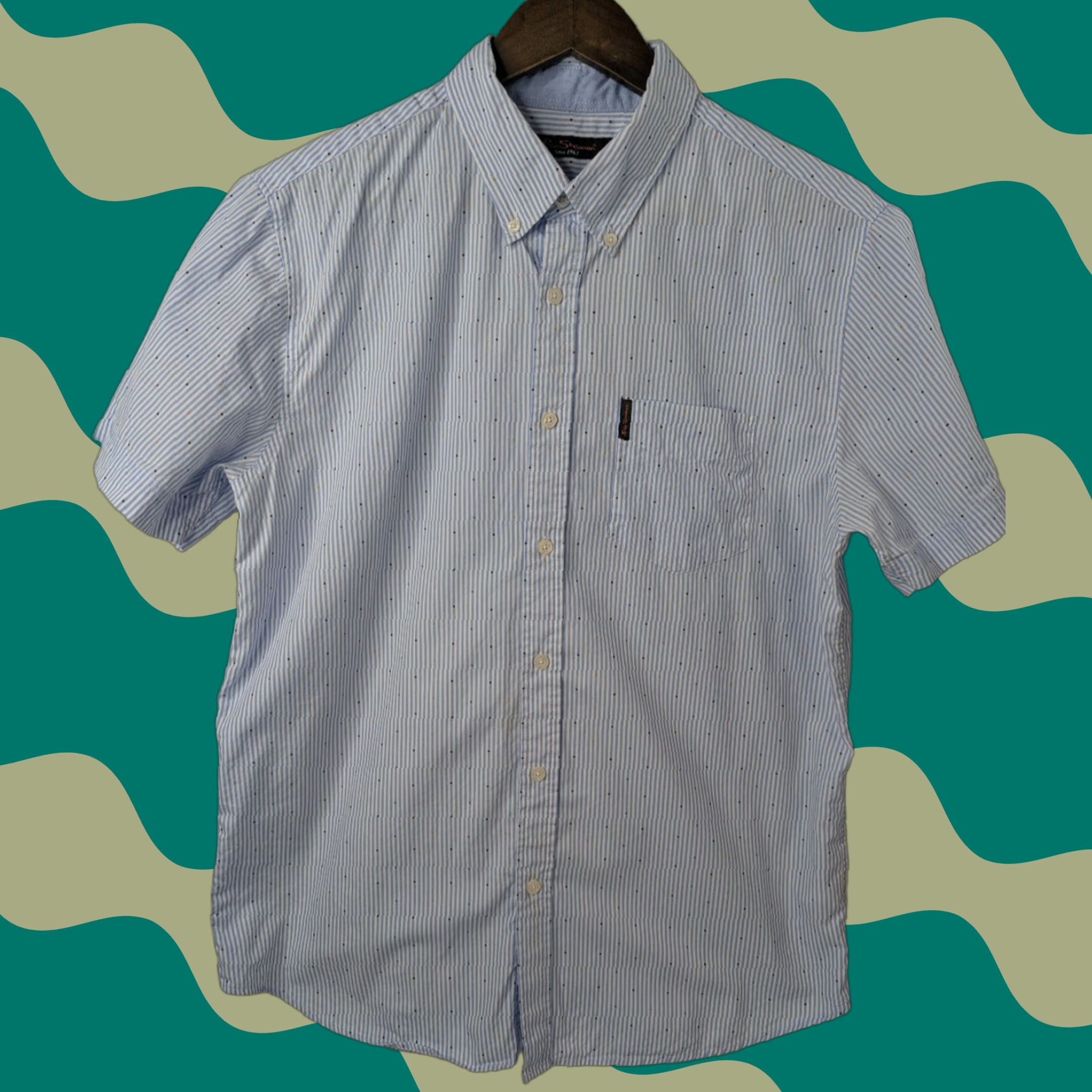 Ben Sherman Ben Sherman Shirt Large White Blue Striped Button Down Short Sleeve Size US L / EU 52-54 / 3 - 1 Thumbnail