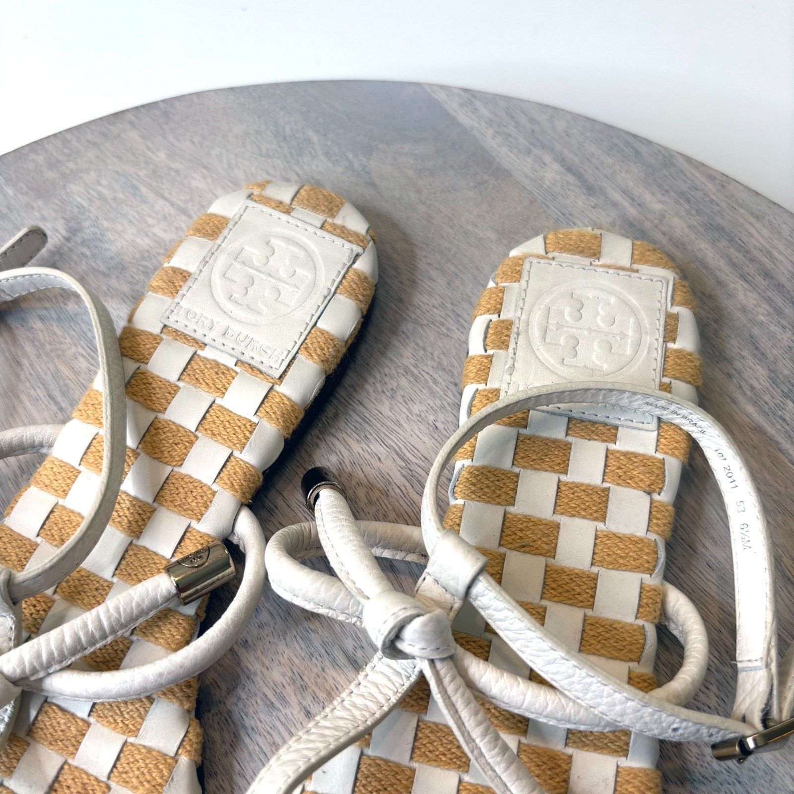 Tory Burch Tory Burch Cream White Ankle Strappy Sandals Size 6.5 M 6.5M Size US 6.5 / IT 36.5 - 4 Thumbnail