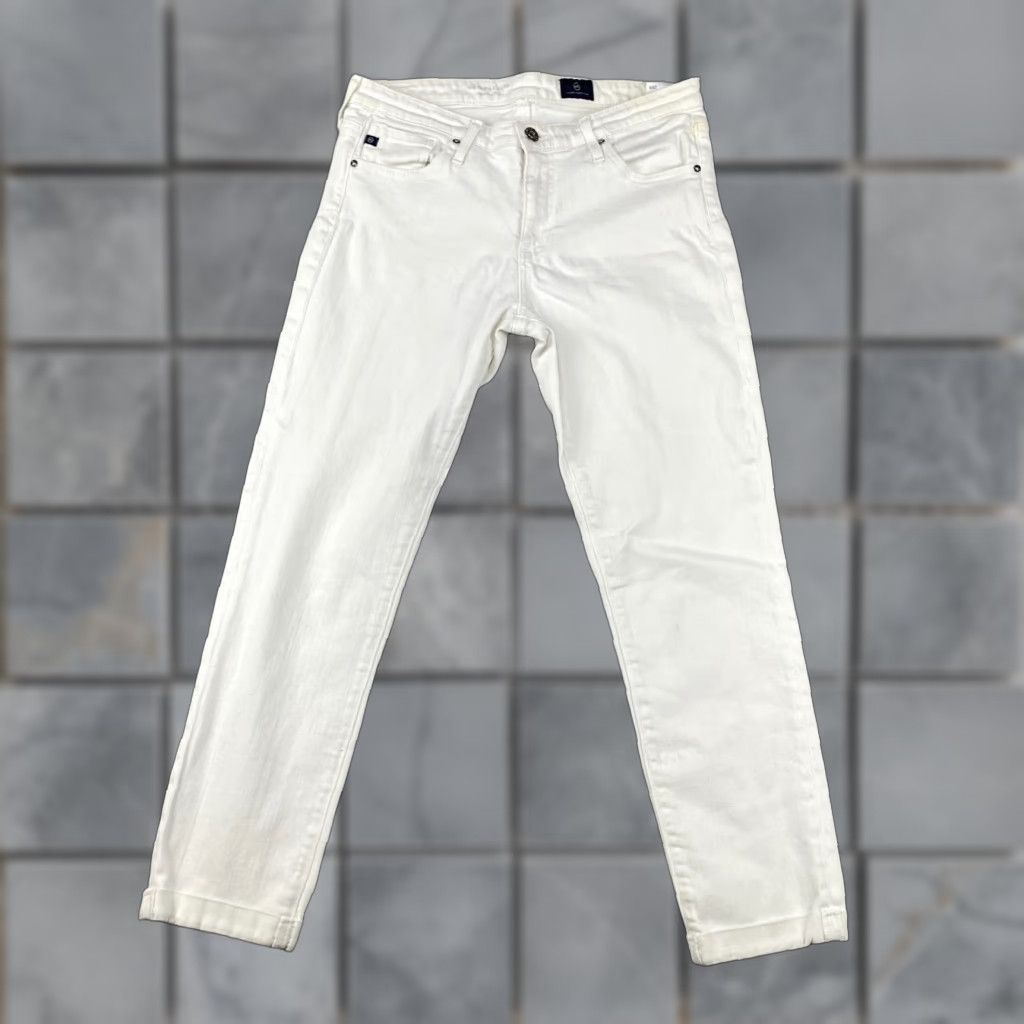 Vintage AG Adriano Goldschmied Jeans The Prima Roll Up Womens 28 Cigarette Leg White Crop Jeans Size 28" / US 6 / IT 42 - 1 Thumbnail